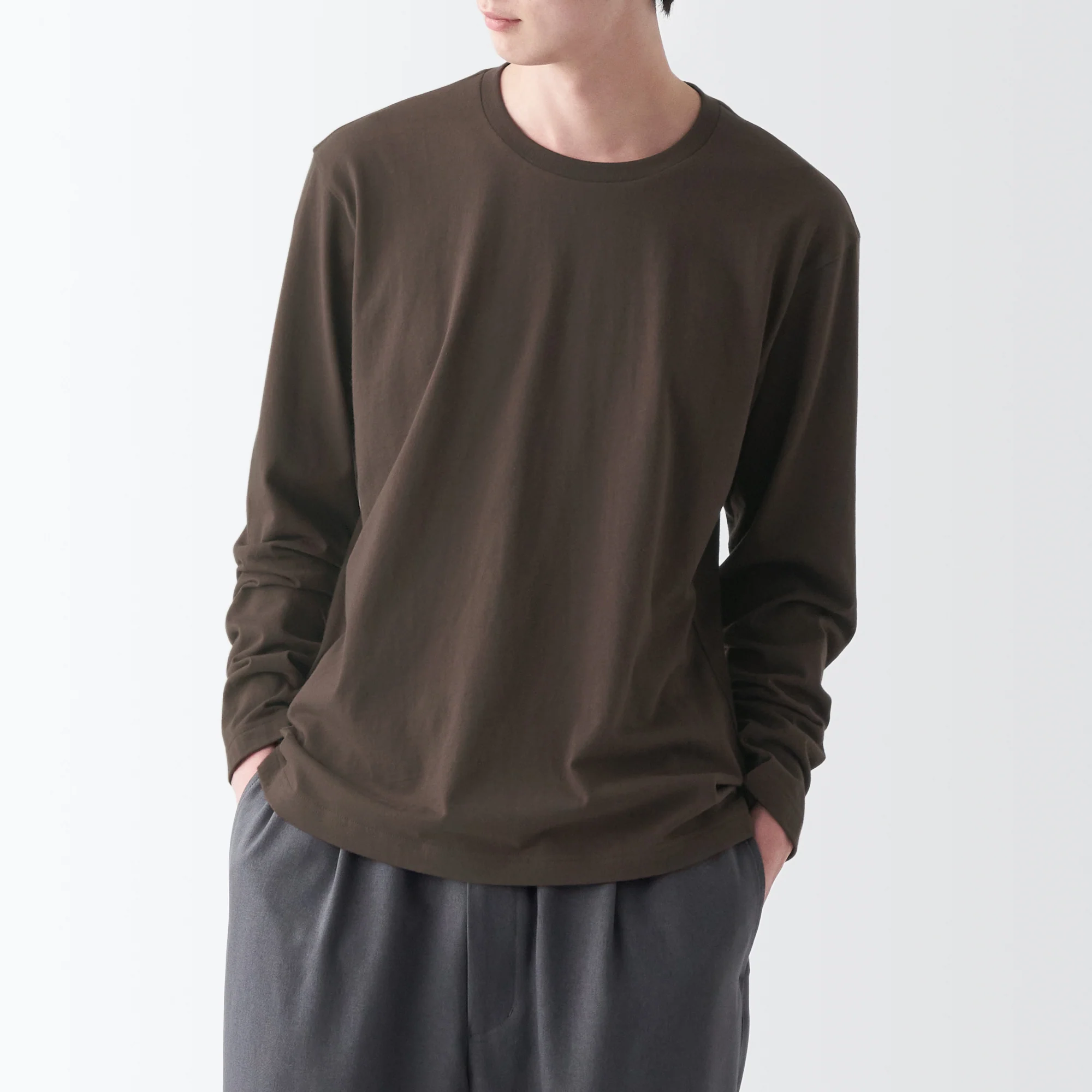 Men's Washed Jersey Crew Neck Long Sleeve T-Shirt - Image 10