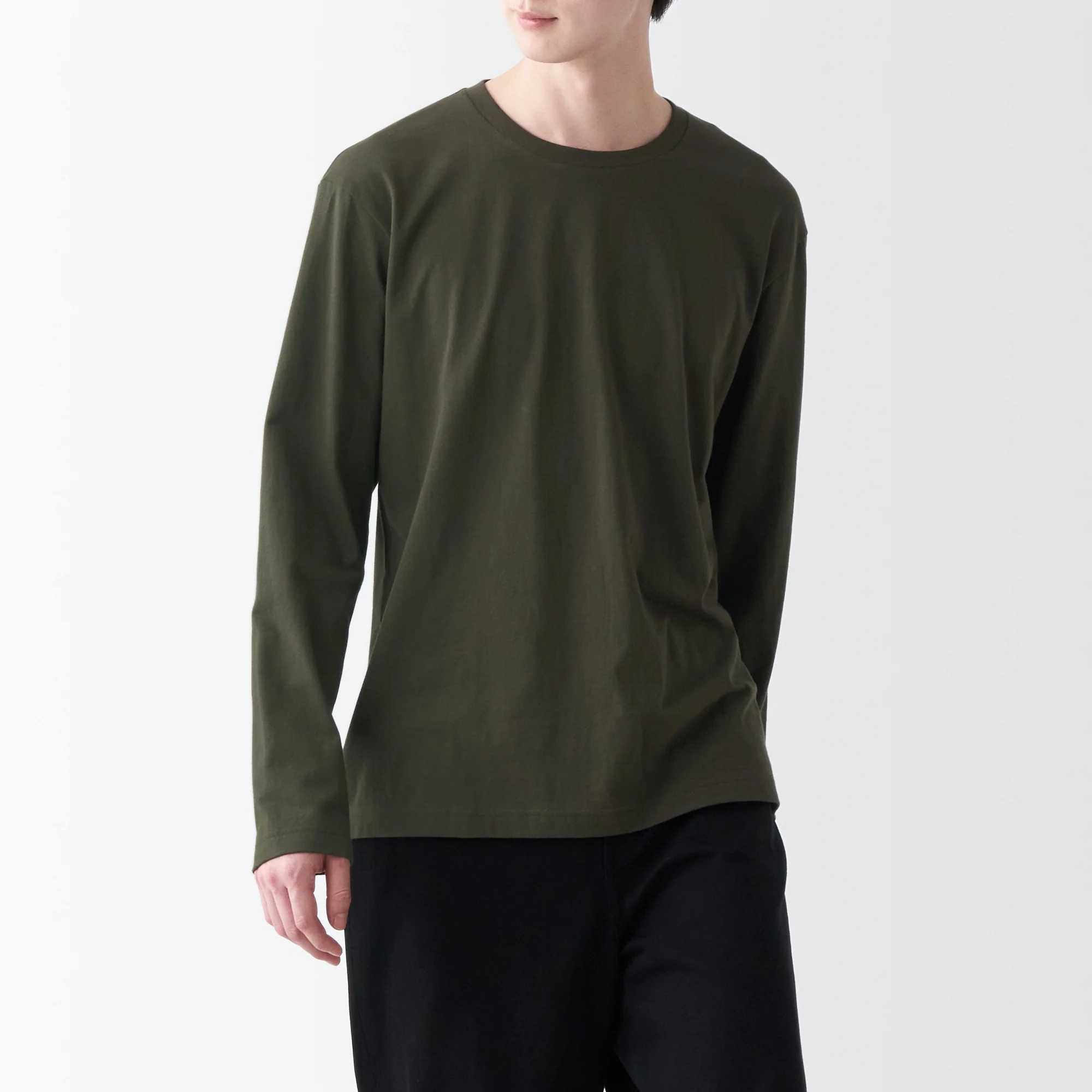 Men's Washed Jersey Crew Neck Long Sleeve T-Shirt - Image 3