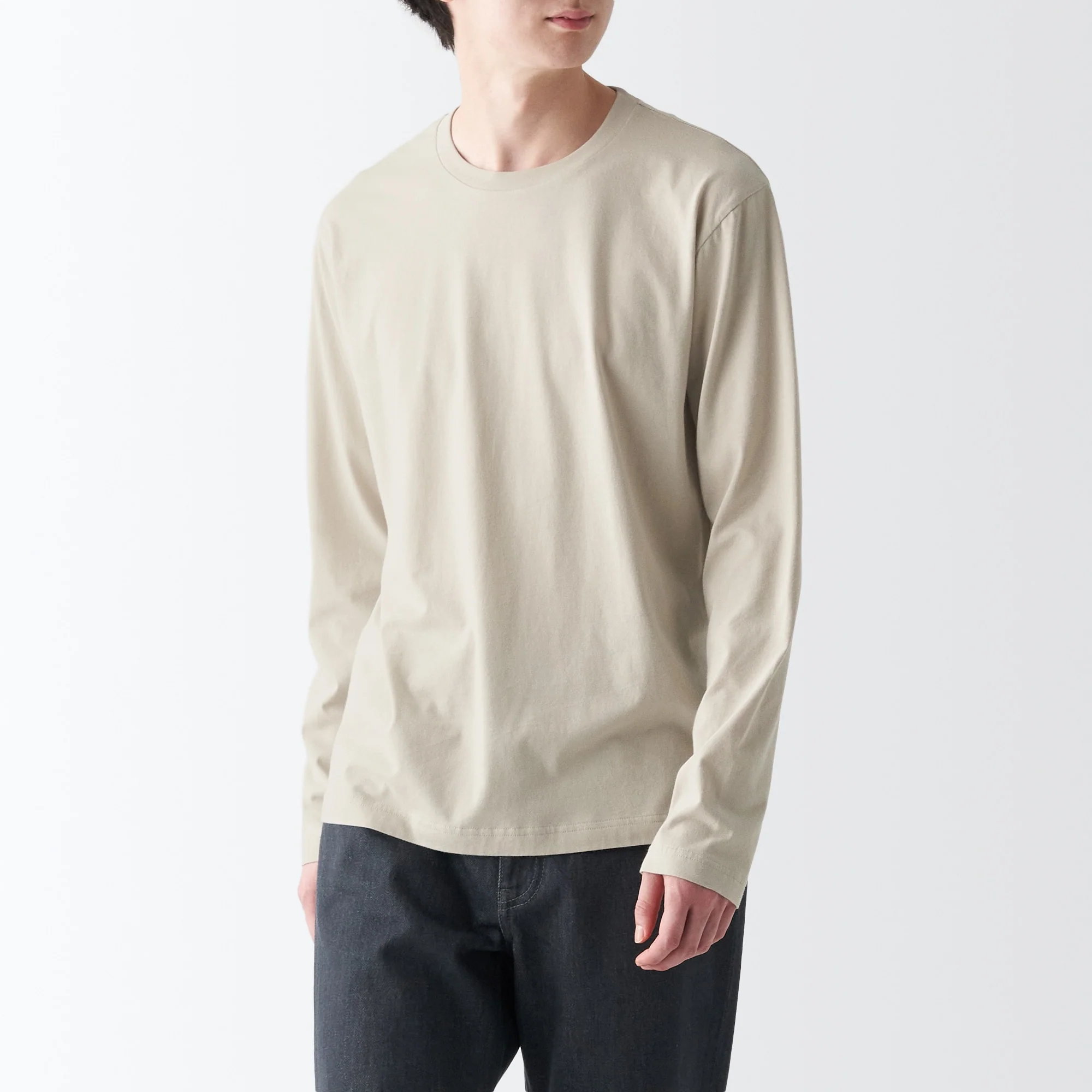 Men's Washed Jersey Crew Neck Long Sleeve T-Shirt - Image 3