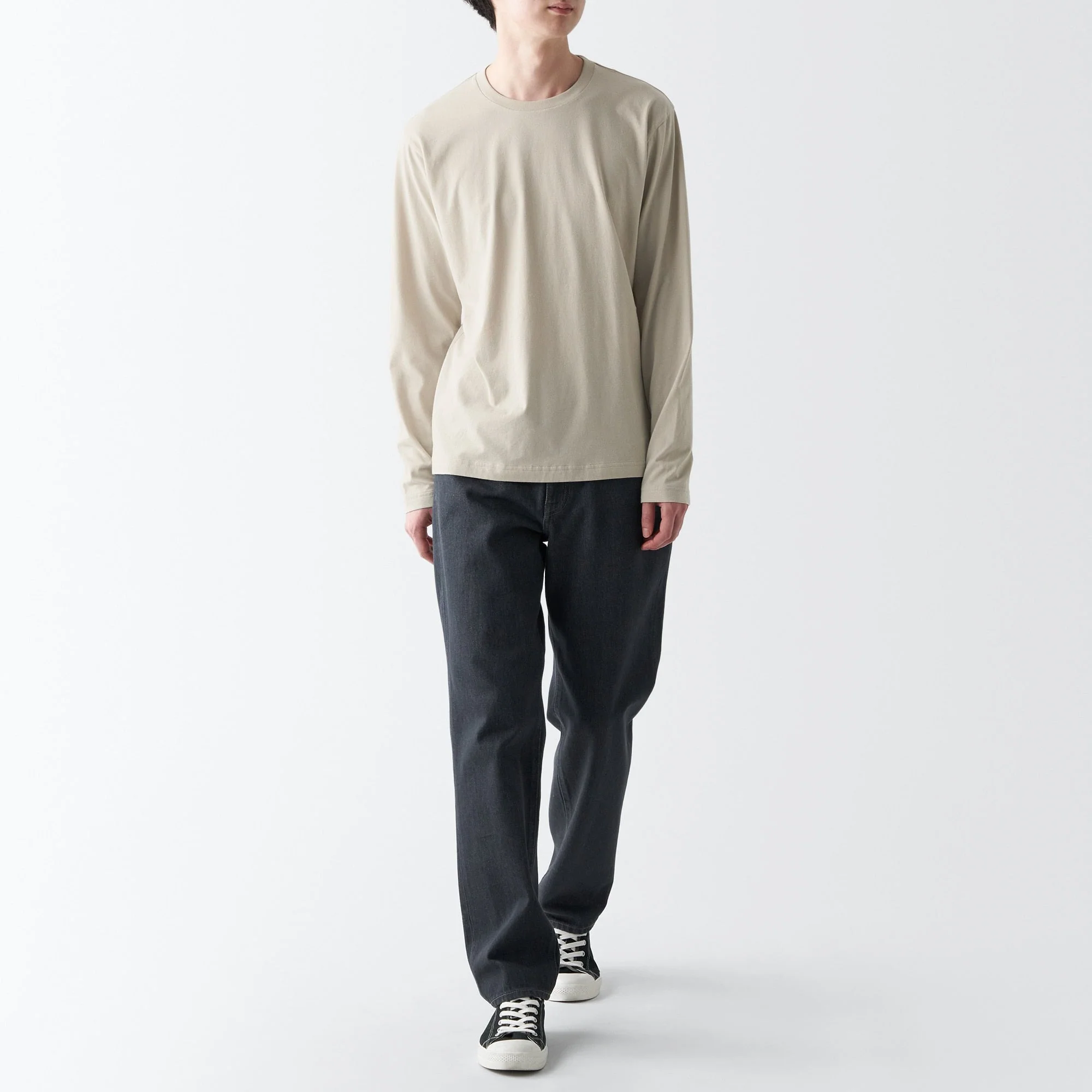 Men's Washed Jersey Crew Neck Long Sleeve T-Shirt - Image 4