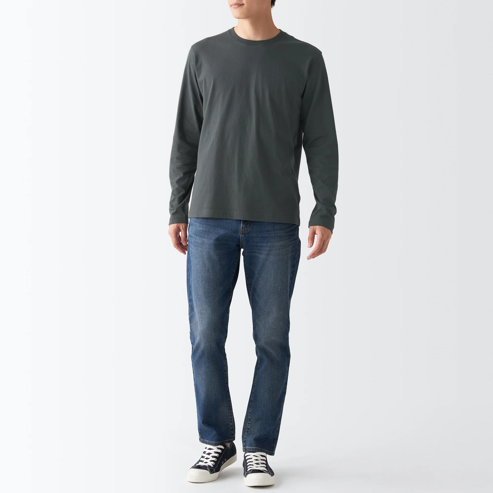 Men's Washed Jersey Long Sleeves Crew Neck T-Shirt - Image 6