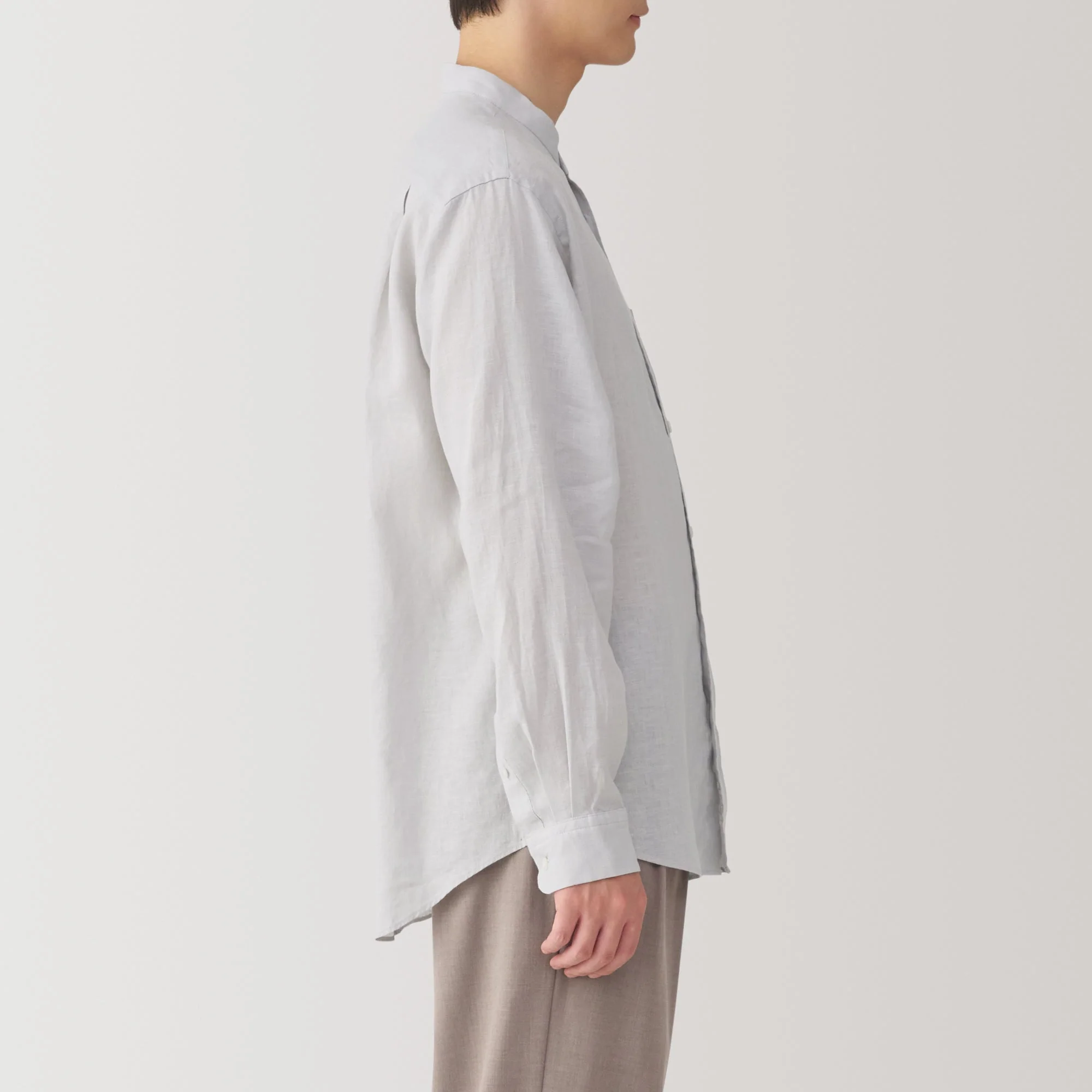 Men's Linen Stand Collar Shirt - Image 13