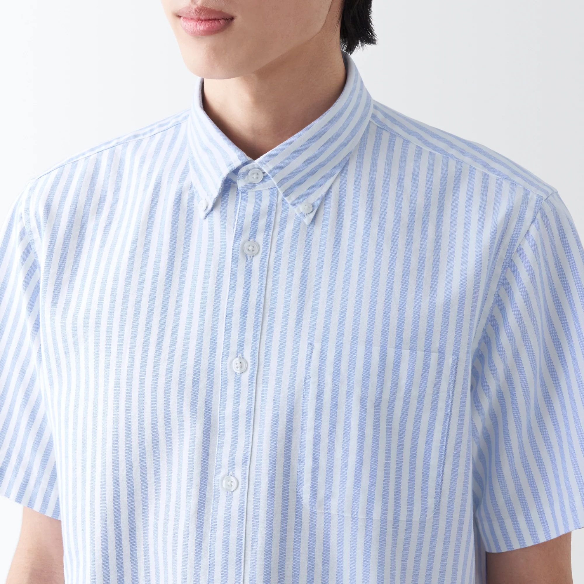 Men's Washed Oxford Button Down  Patterned Short Sleeve Shirt - Image 16