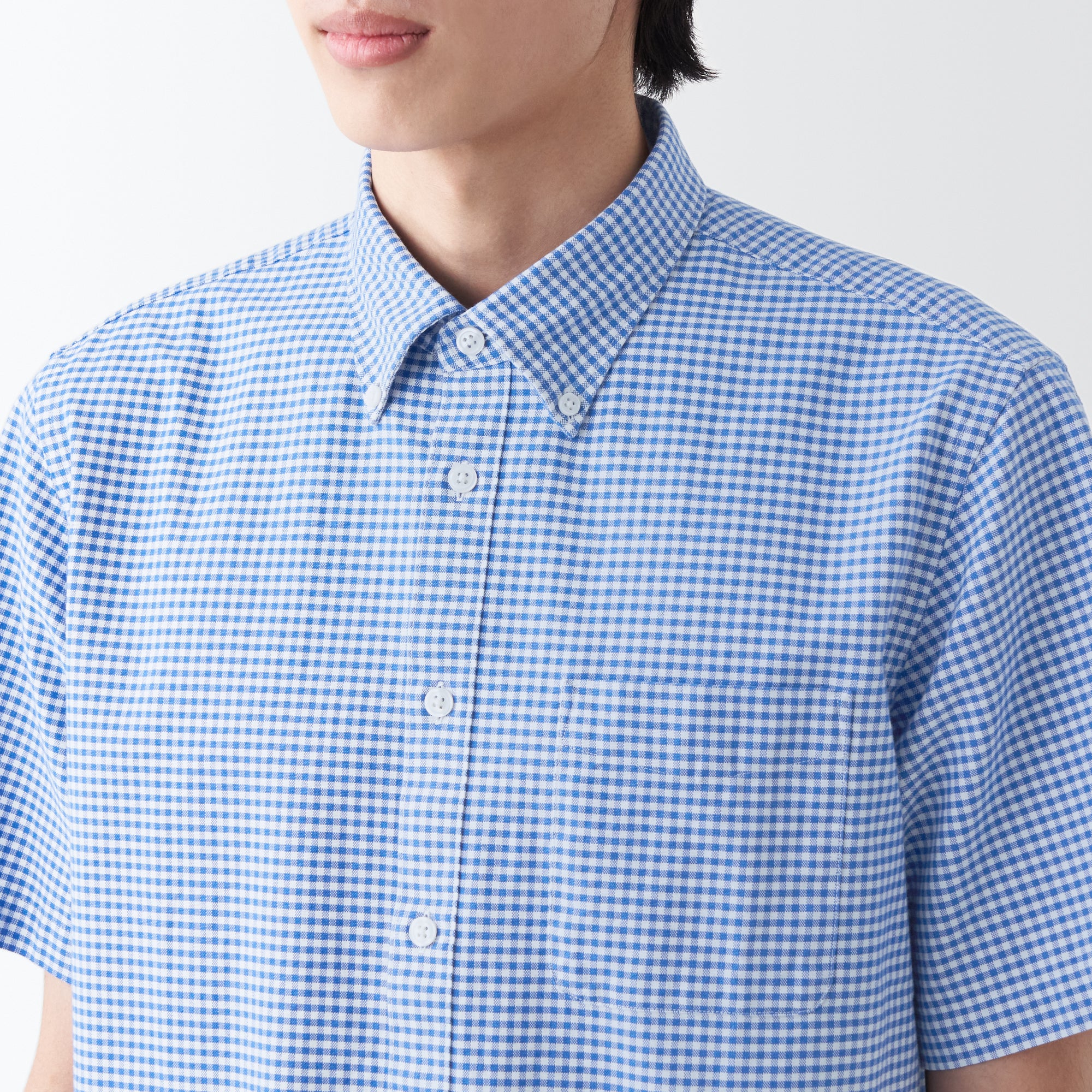 Men's Washed Oxford Button Down  Patterned Short Sleeve Shirt - Image 25