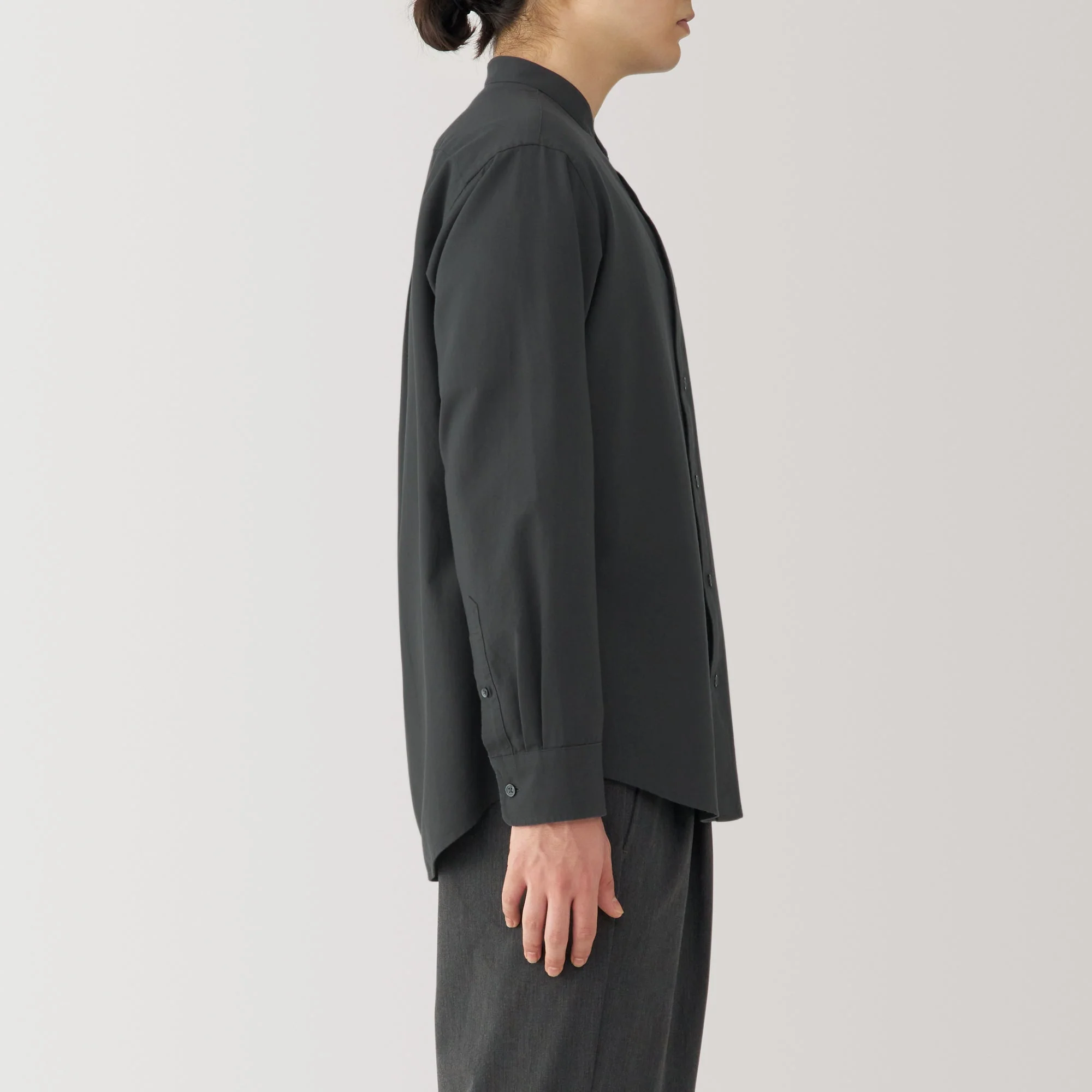 Men's Washed Oxford Stand Collar Shirt - Image 29