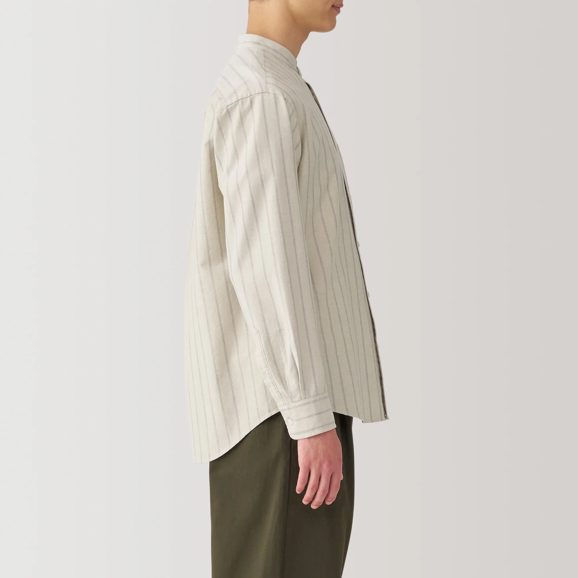 Men's Washed Oxford Stand Collar Shirt - Image 37