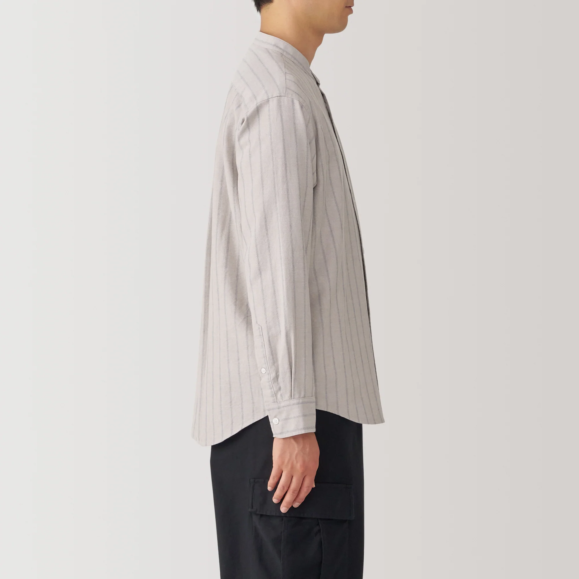 Men's Washed Oxford Stand Collar Shirt - Image 45