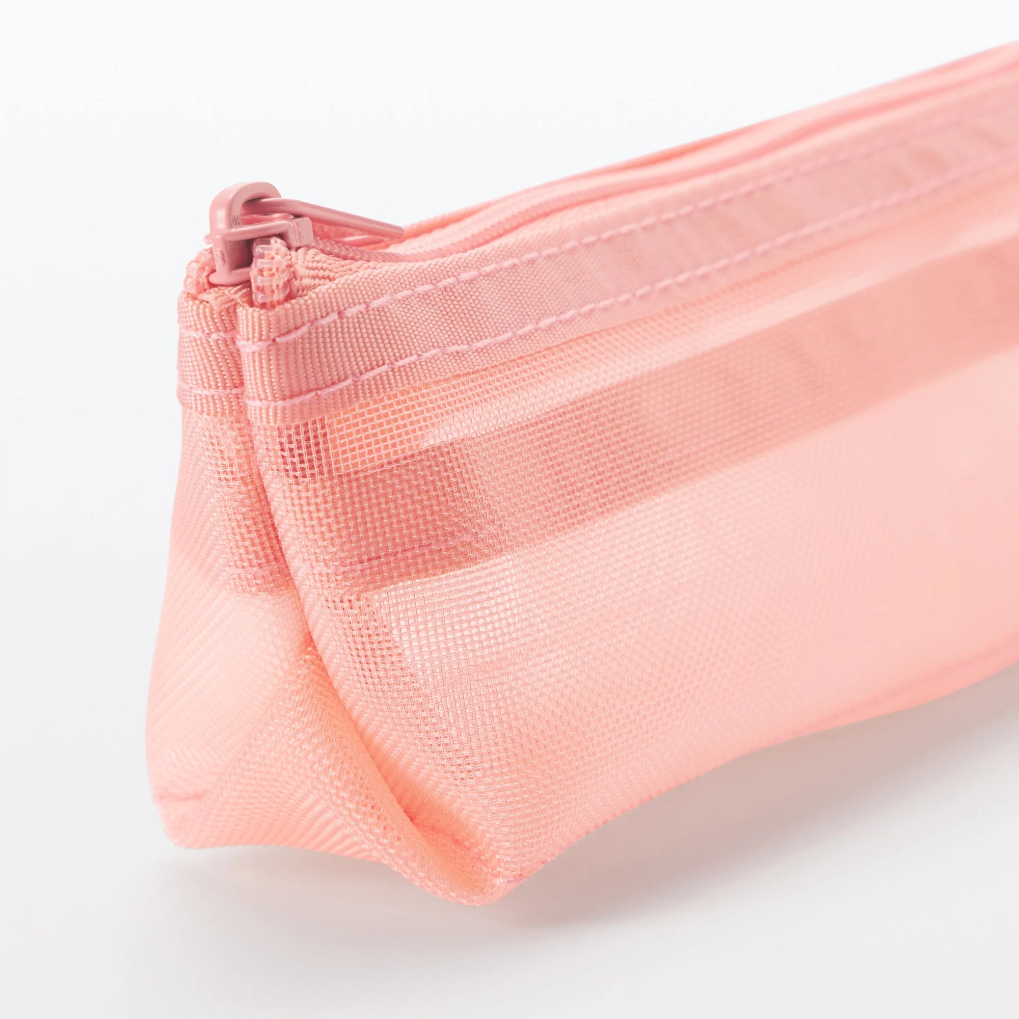 Nylon Mesh Pen Case with Gusset Thin - Pink - Image 4
