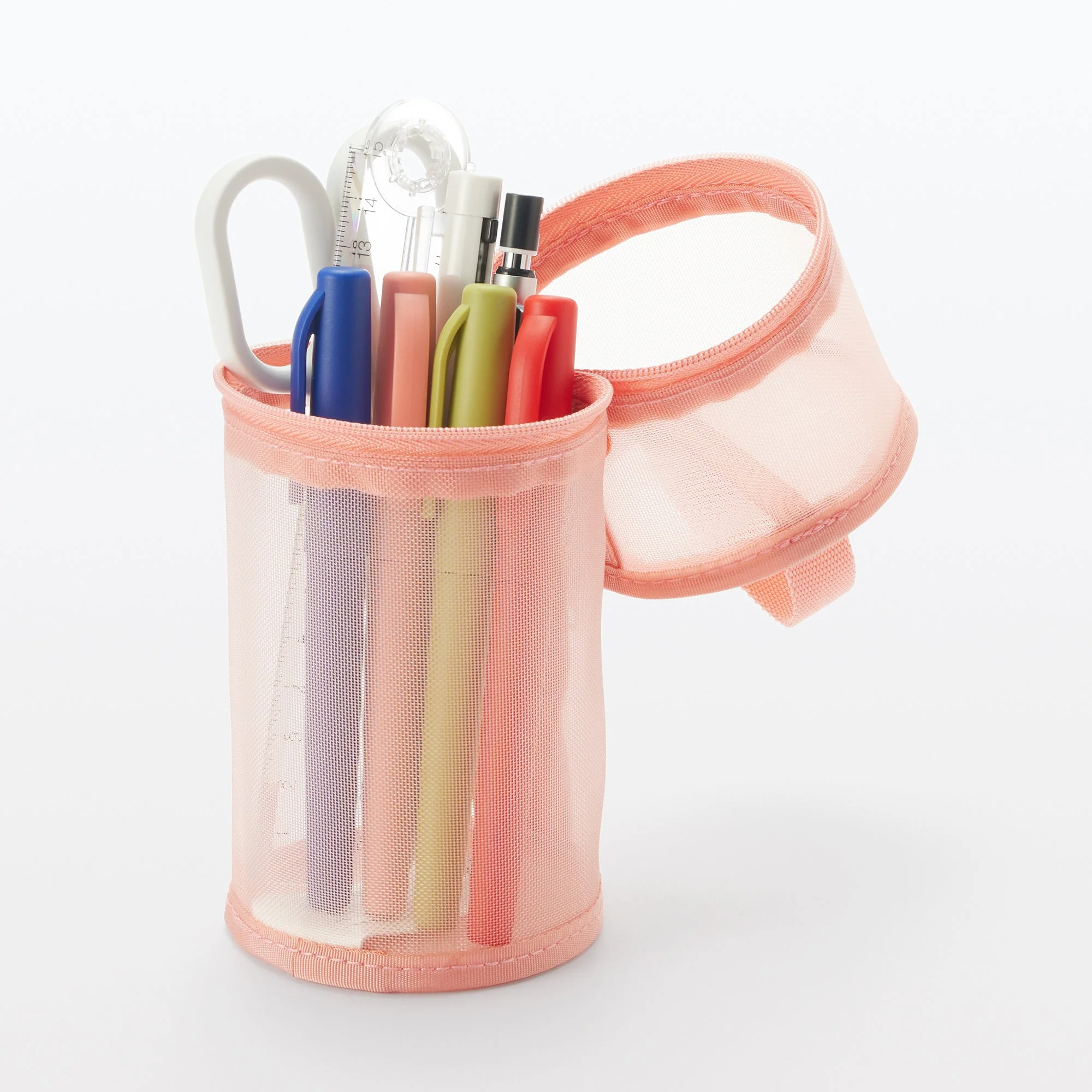 Nylon Mesh Vertical/Horizontal Pen Case Wide - Pink - Image 2