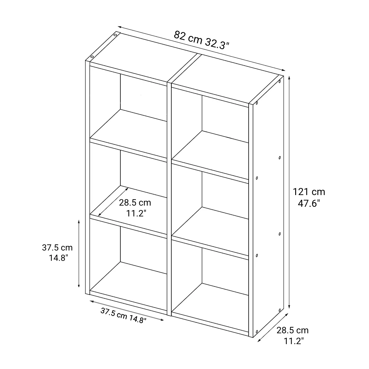 Stacking Shelf Compartment Shelf - Oak - 3 x 2 - Image 3