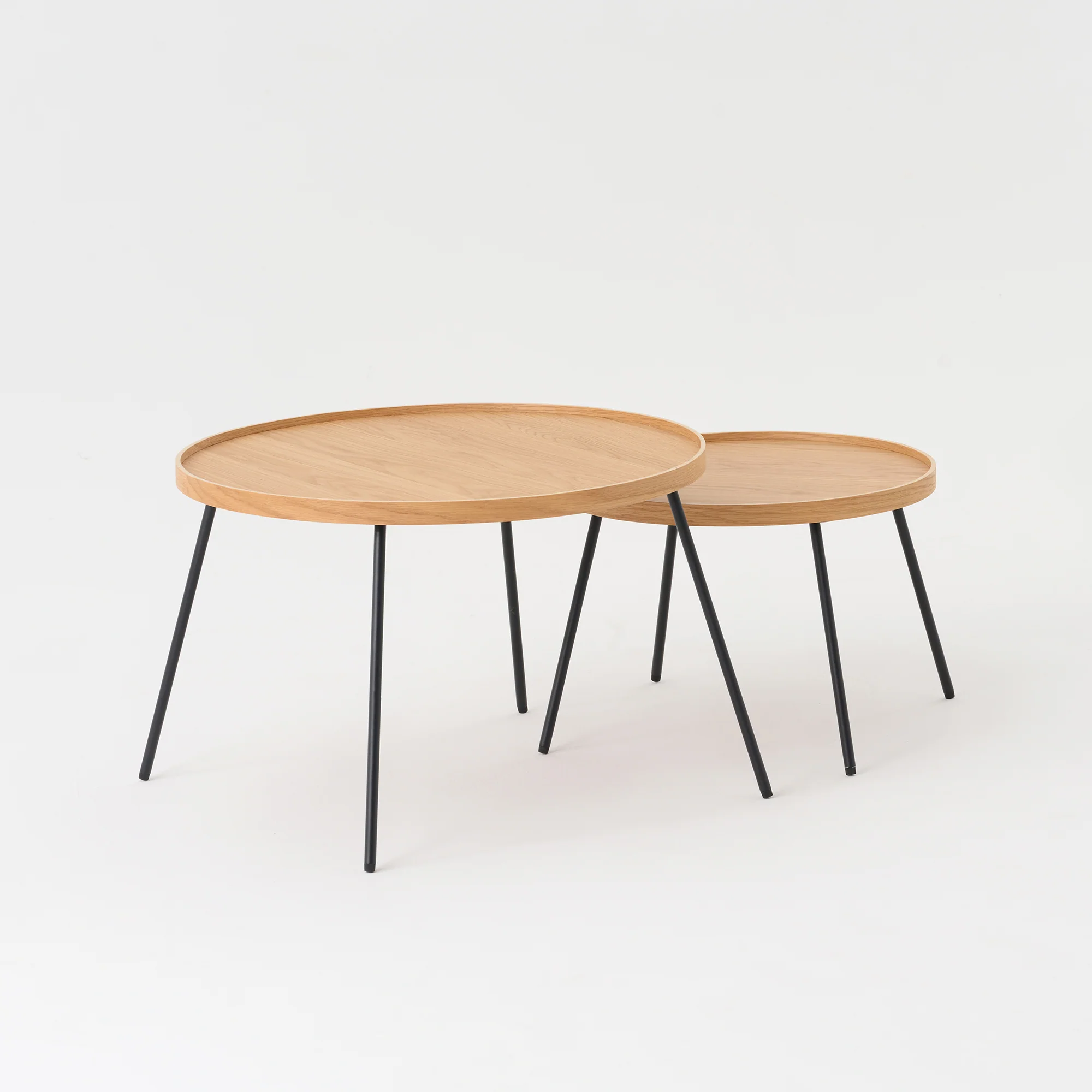 Oak Round Low Table Set - Image 3