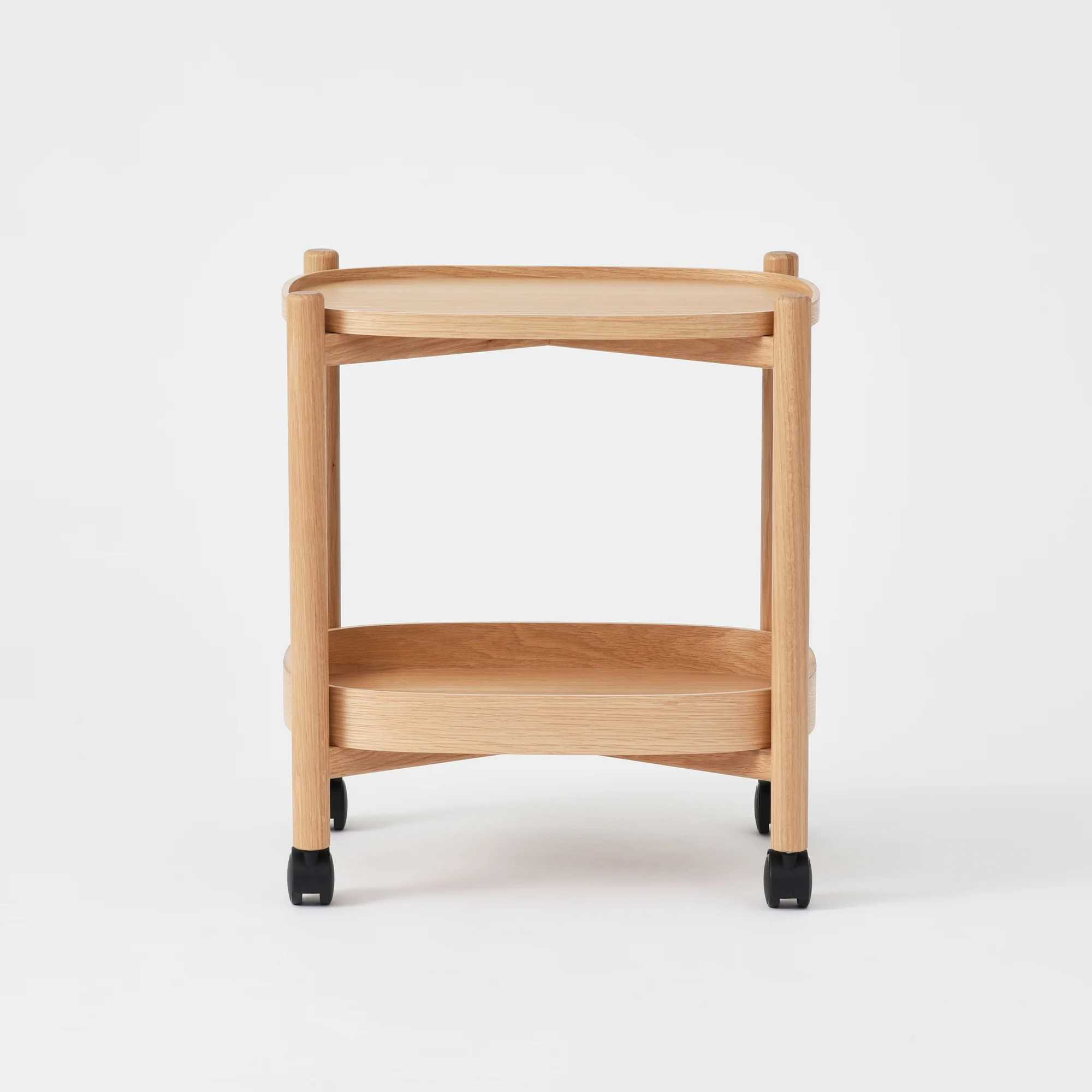Oak Wheeled Cart Side Table - Image 3