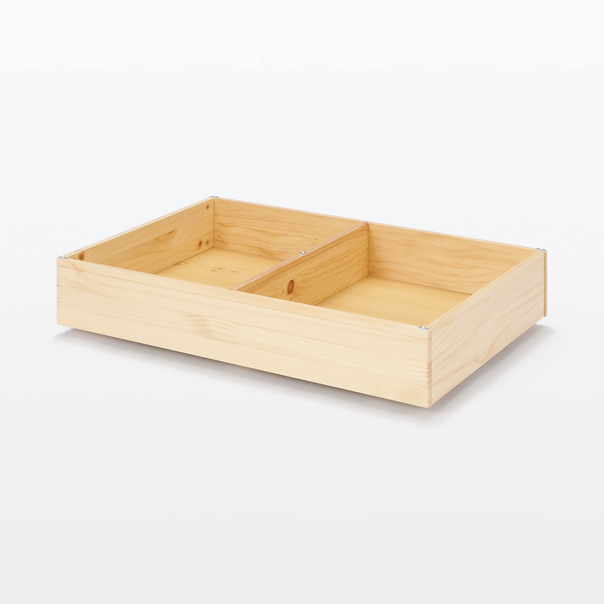 [HD] Pine Wooden Bed Storage Box with Divider - Image 3