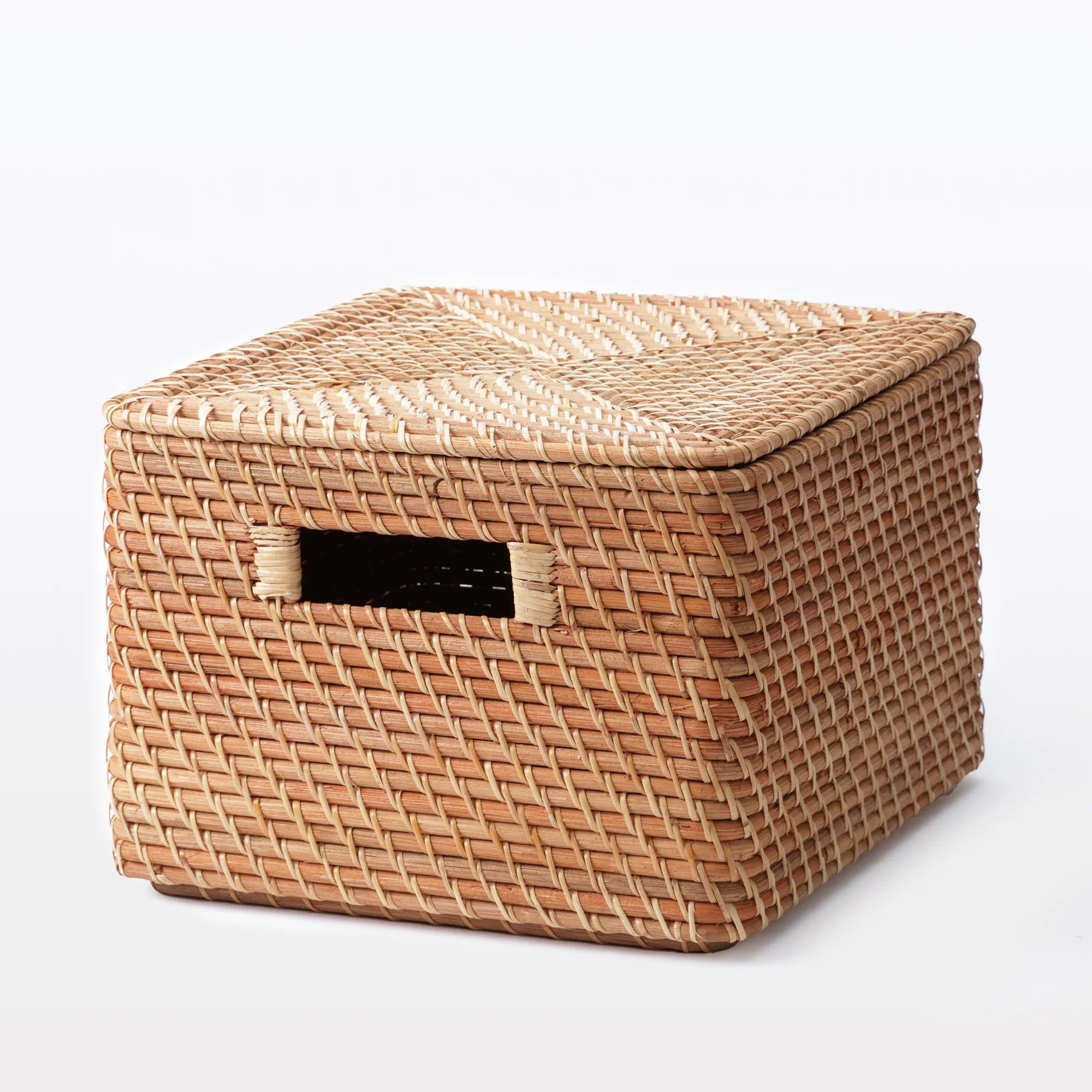 Rattan Square Storage with Handle - Large W13.8 x D14.2 x H9.4" - Image 6