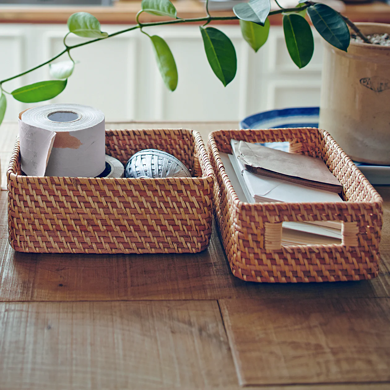 Rattan Stackable Box With Handle - Image 2