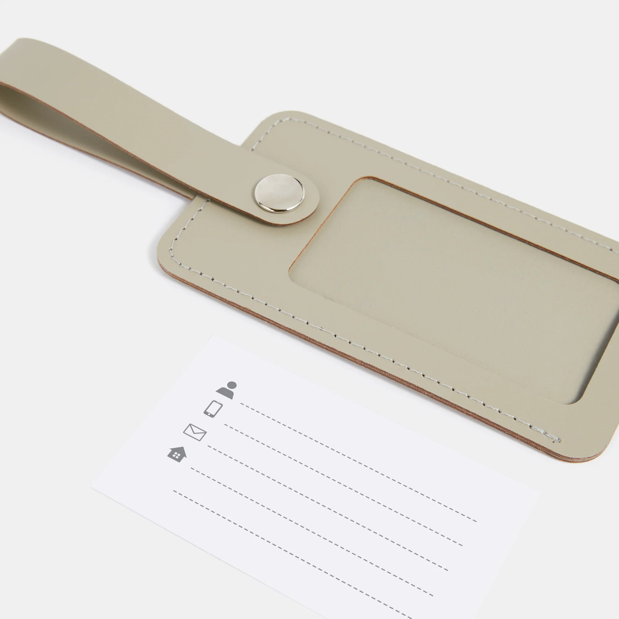Recycled Leather Luggage Tag - Ash - Image 2