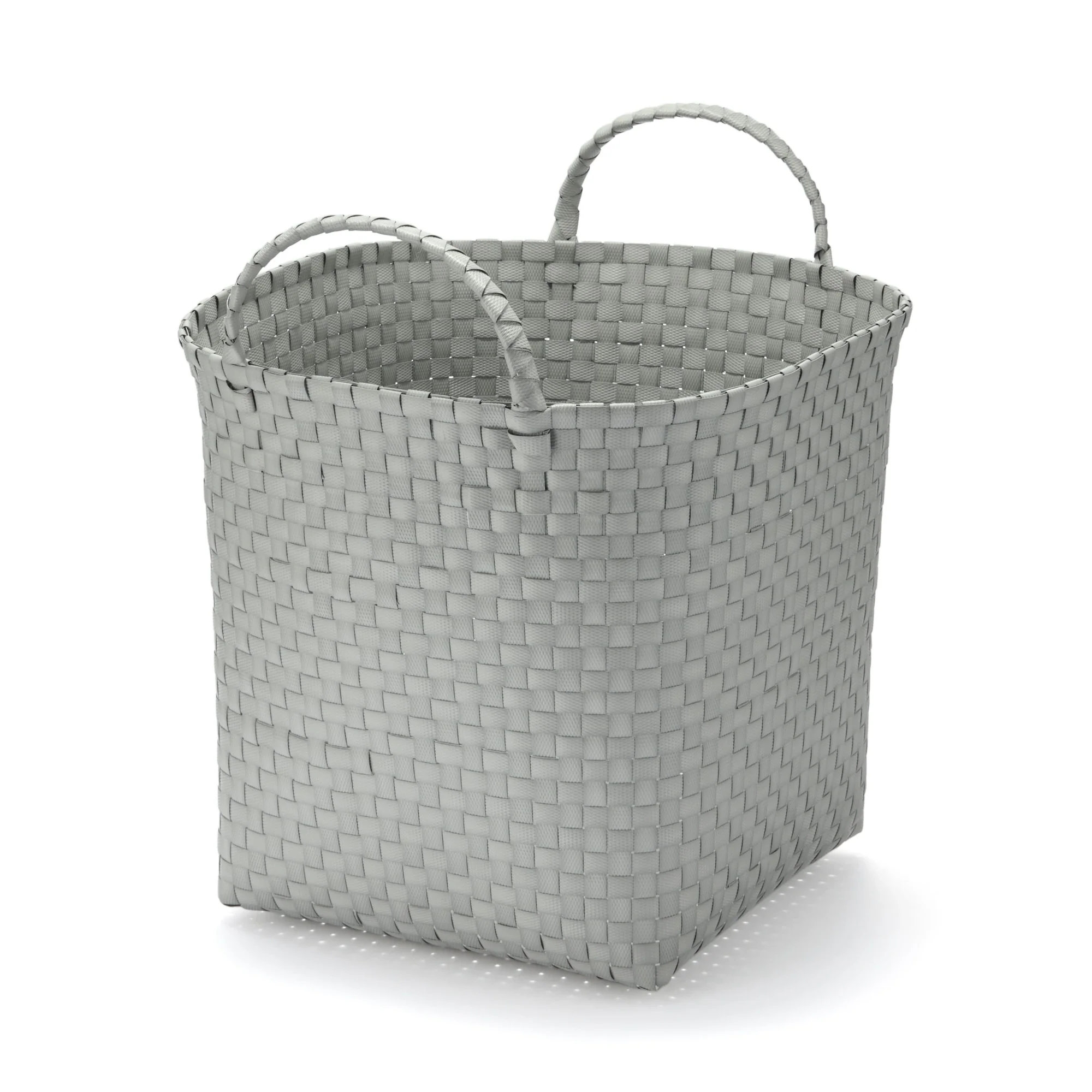 Recycled Polypropylene Strap Weave Basket - Gray - Large (dia. 15.7 x H12.6")