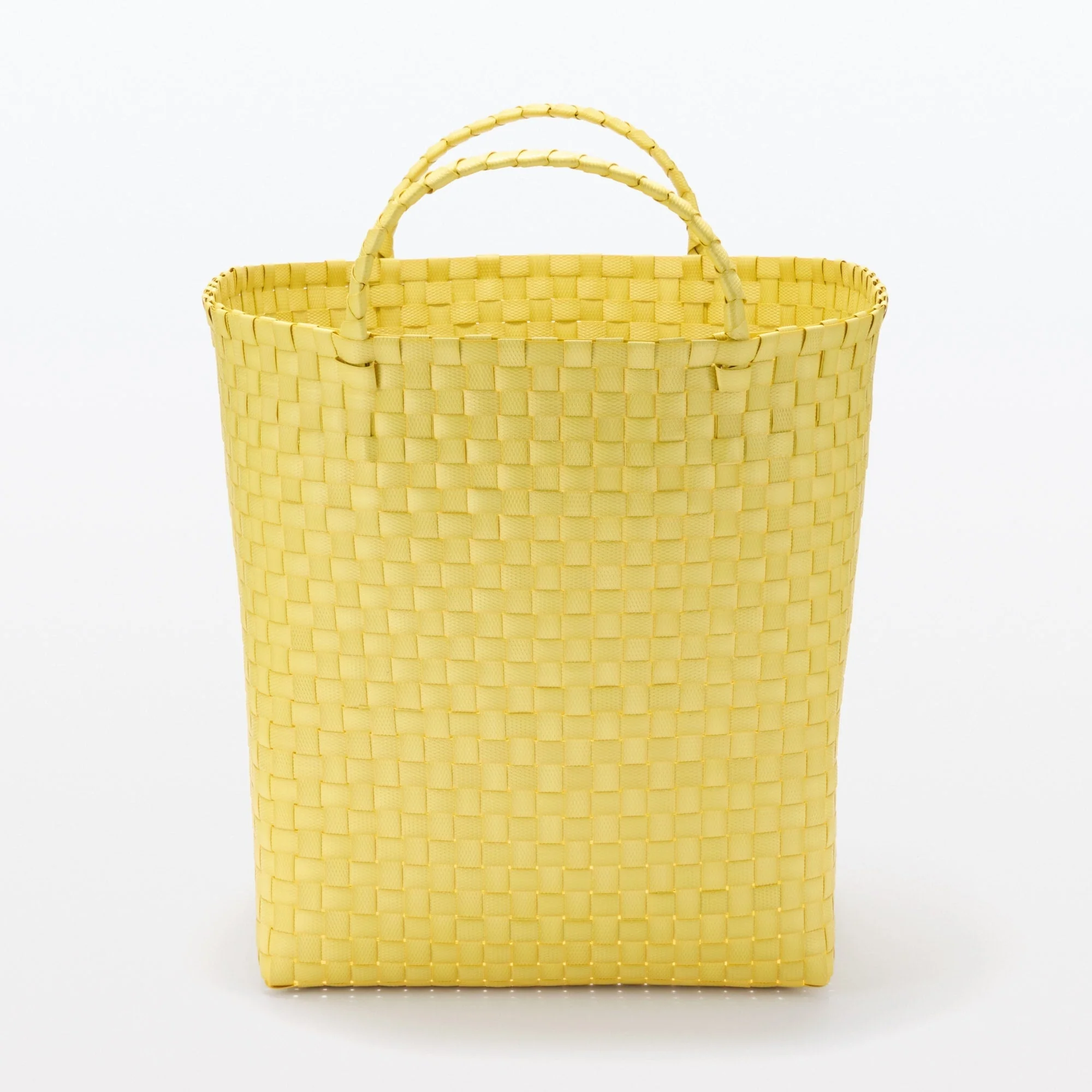 Recycled Polypropylene Strap Weave Basket - Yellow - Large (Dia. 15.7 x H12.6") - Image 3