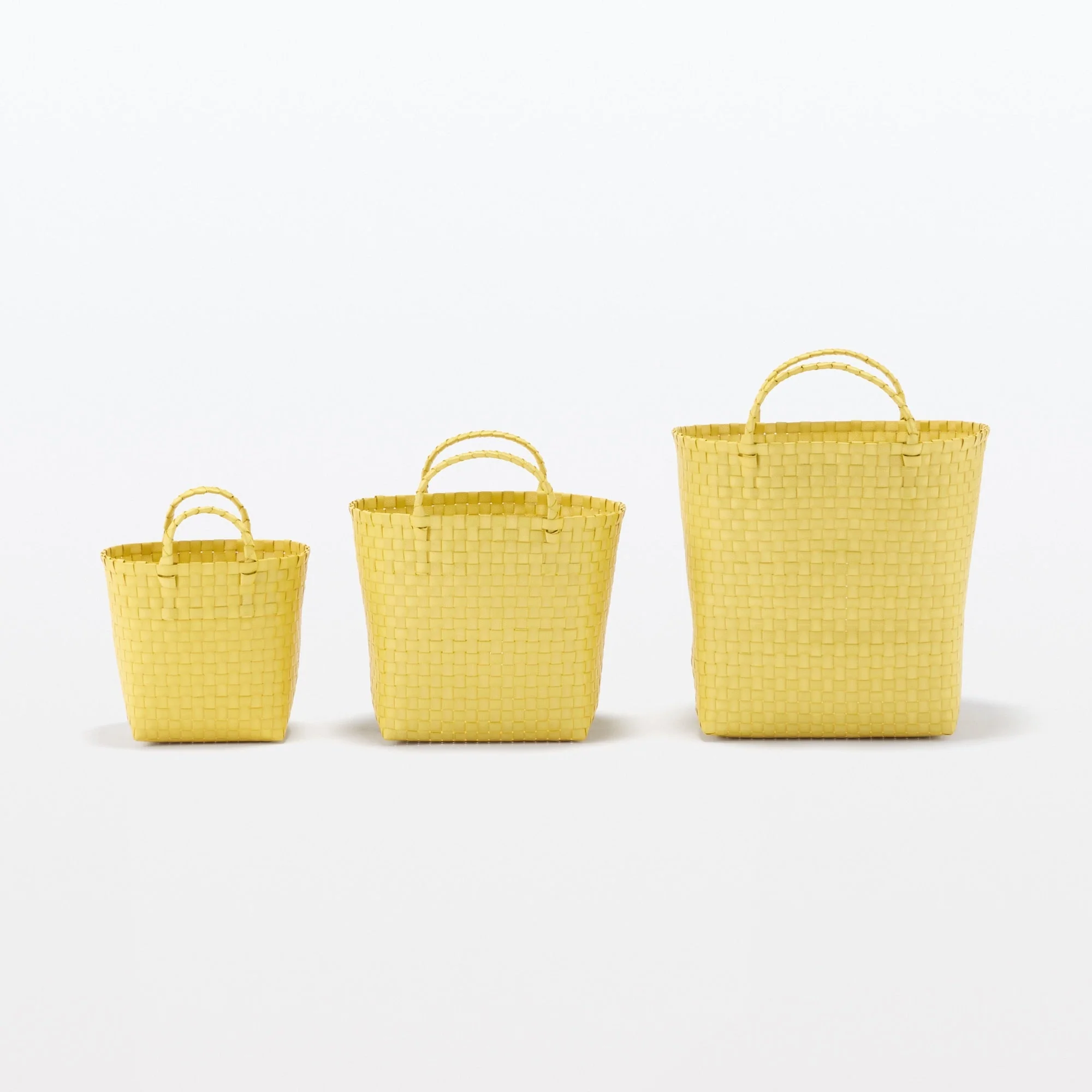 Recycled Polypropylene Strap Weave Basket - Yellow - Large (Dia. 15.7 x H12.6") - Image 7