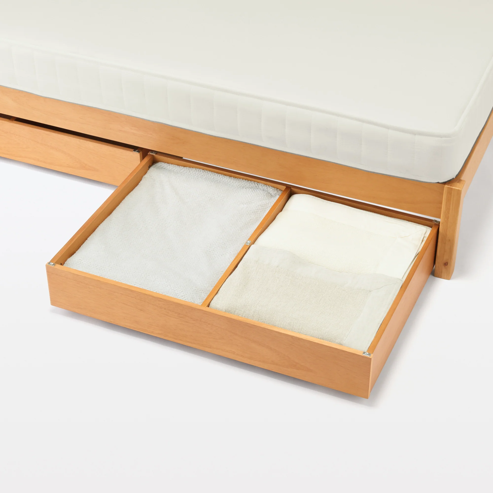 [HD] Rubberwood Wooden Bed Storage Box with Divider - Image 8