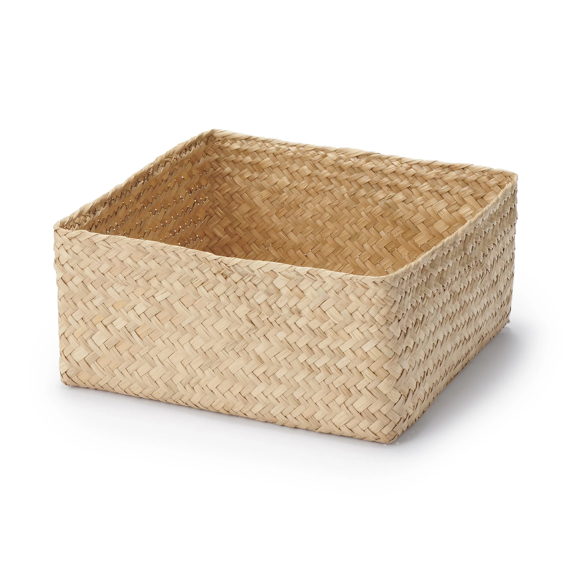 Seagrass Organizer Herringbone Square Basket (W9.8 x D9.8 x H4.7")