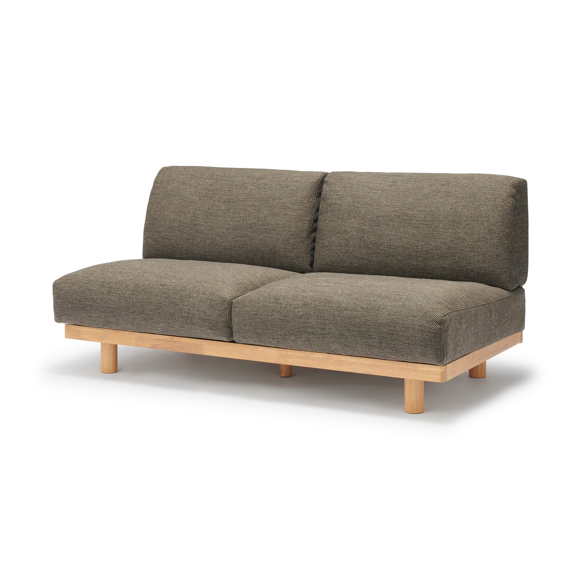[HD] Spacious Armless Sofa Brown 3 Seater