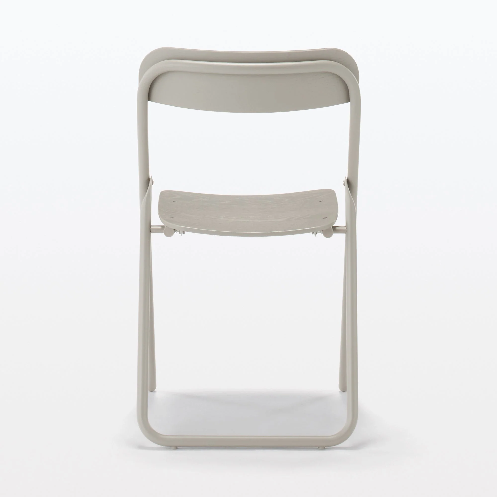 Steel Pipe Folding Chair with Wooden Seat - Warm Gray - Image 3