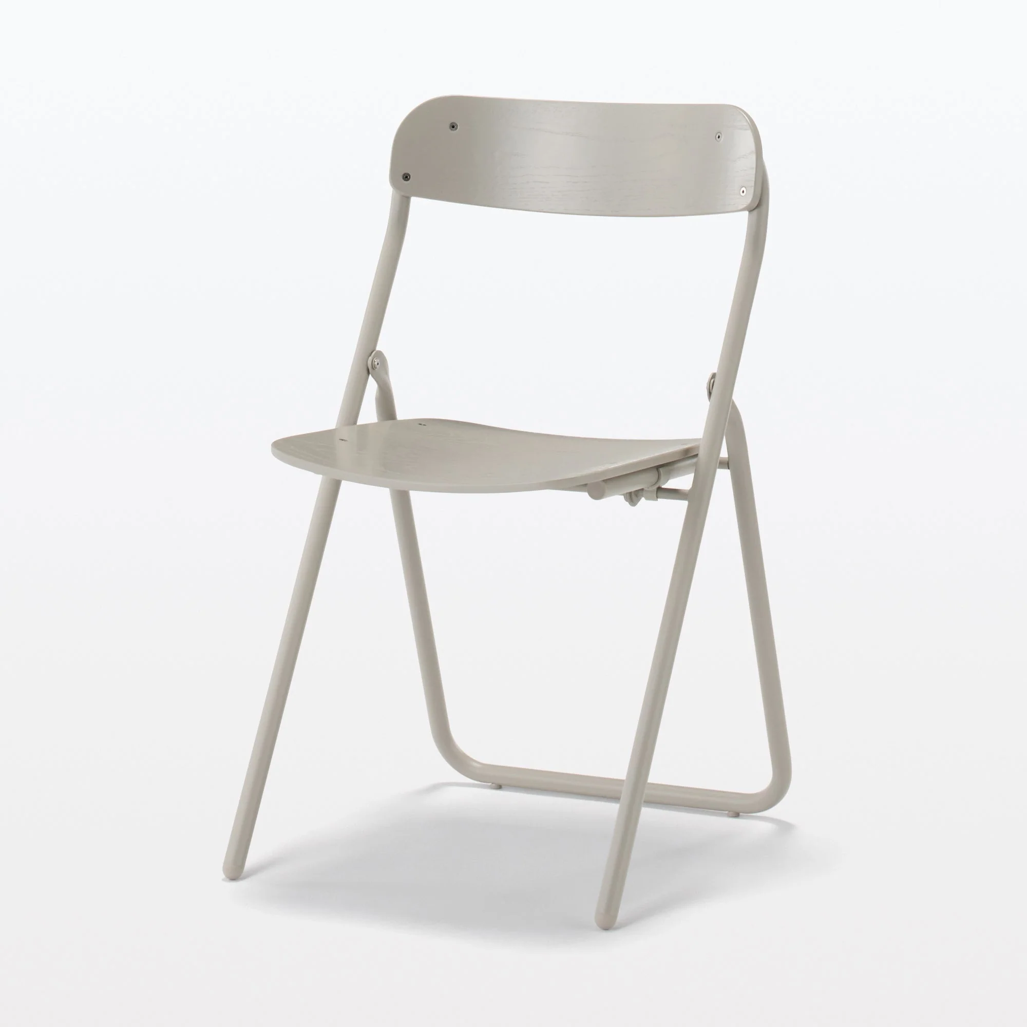 Steel Pipe Folding Chair with Wooden Seat - Warm Gray - Image 4