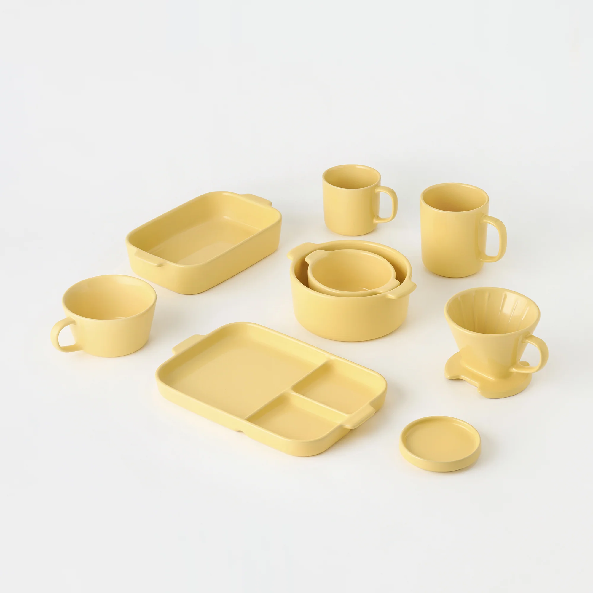 Stoneware Divided Plate - Light Yellow - Image 6