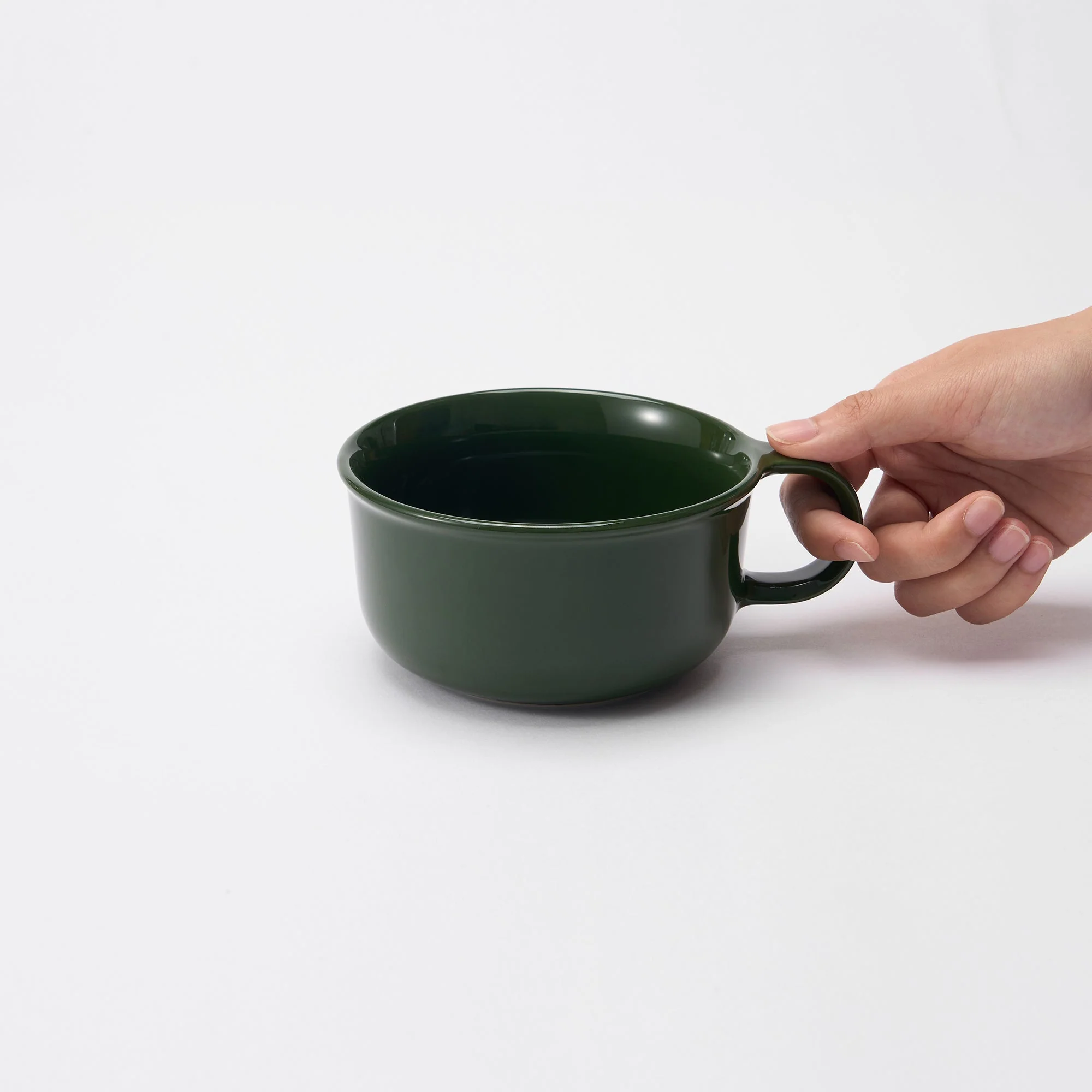 Stoneware Soup Mug Cup - Dark Green - Image 6