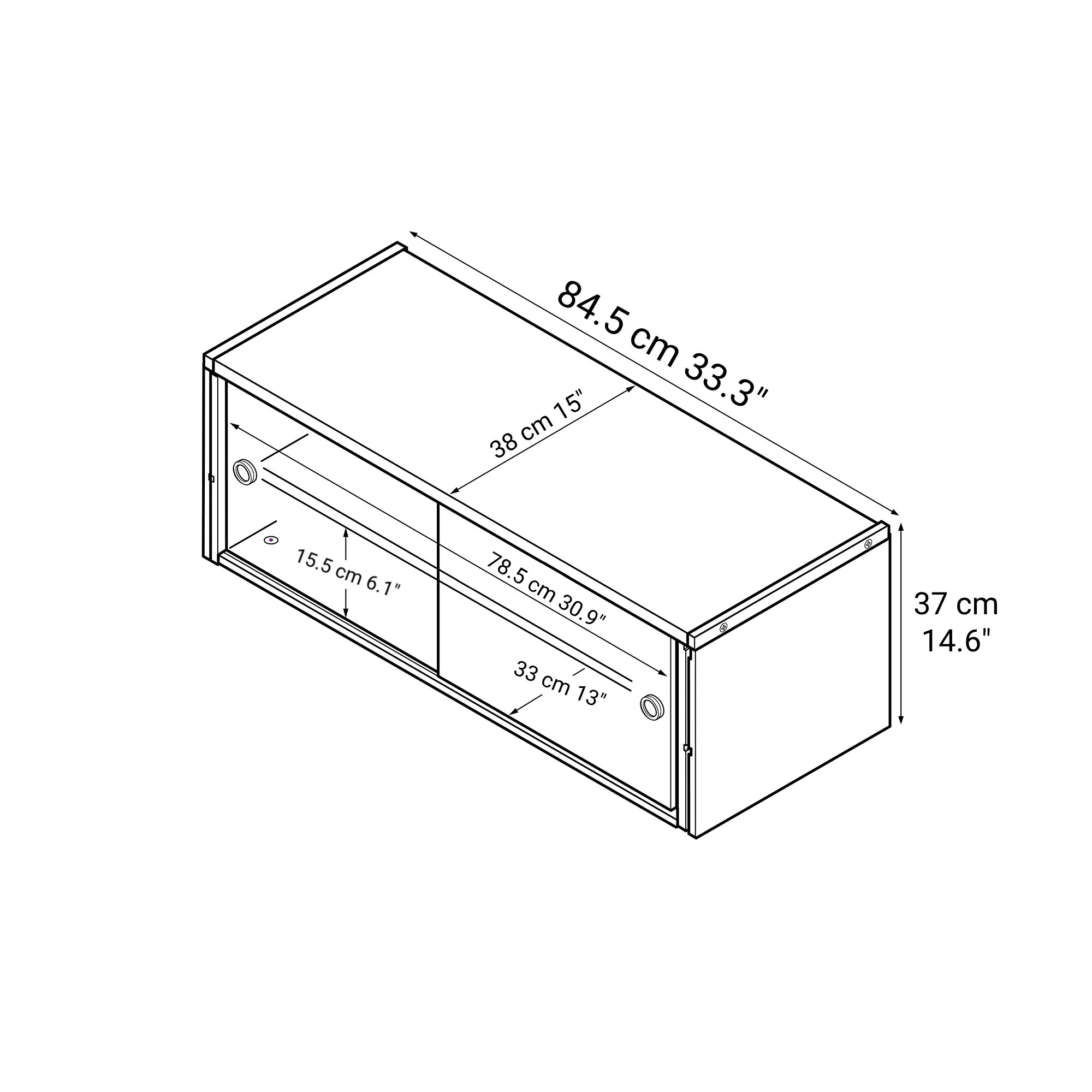 SUS Shelving Unit Box with Glass Door - Walnut - Image 12