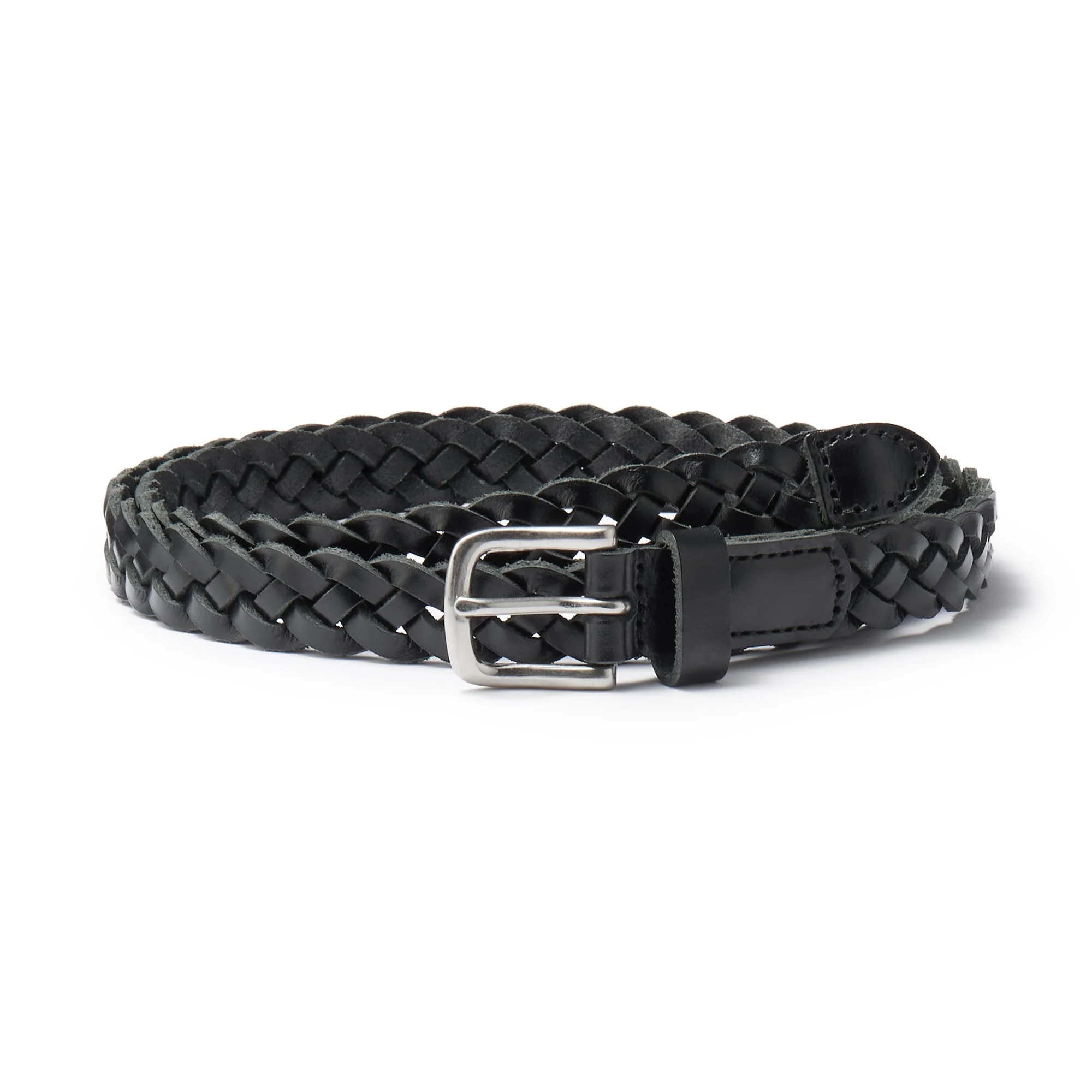 Vegetable Tanned Leather Slim Mesh Belt - Image 11