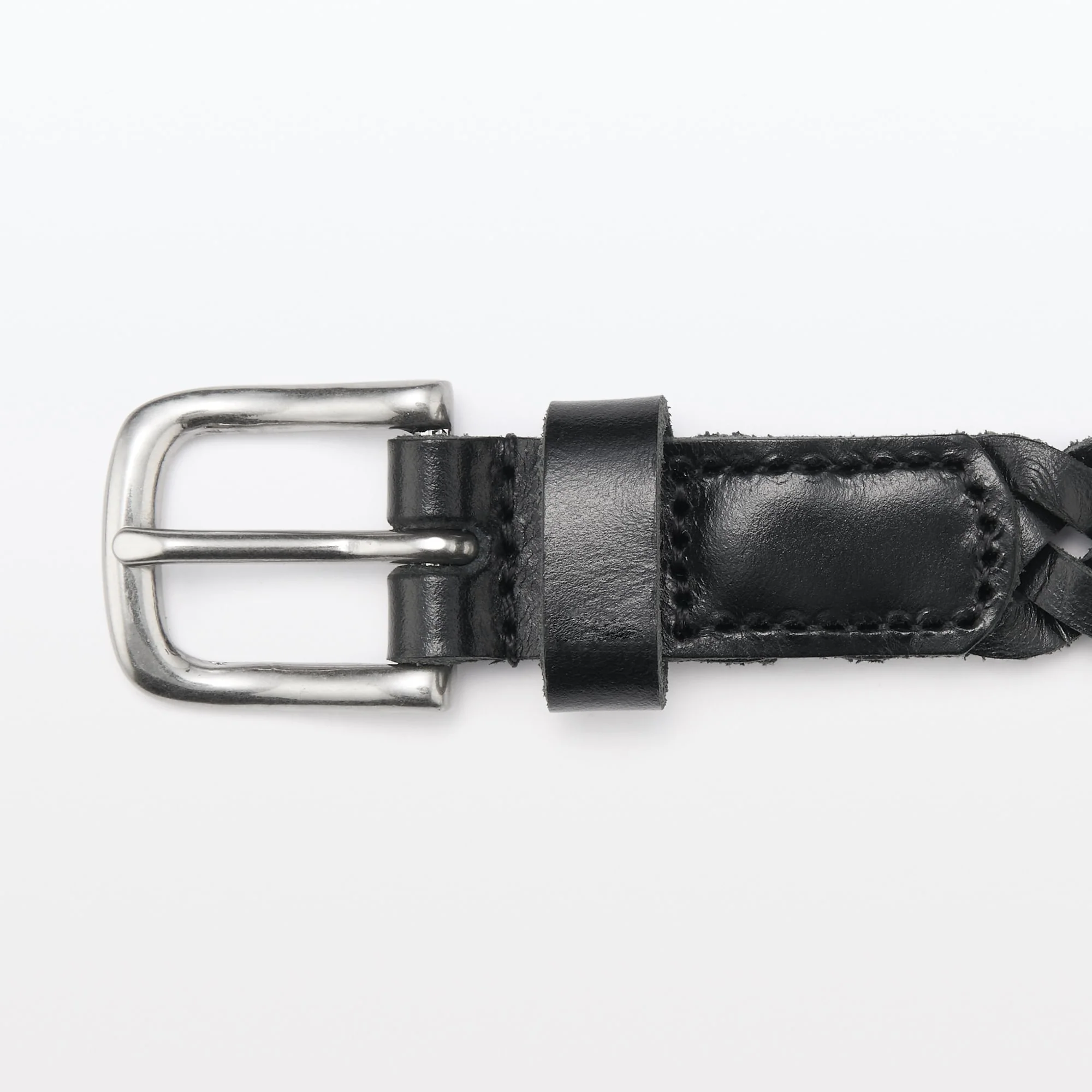 Vegetable Tanned Leather Slim Mesh Belt - Image 12