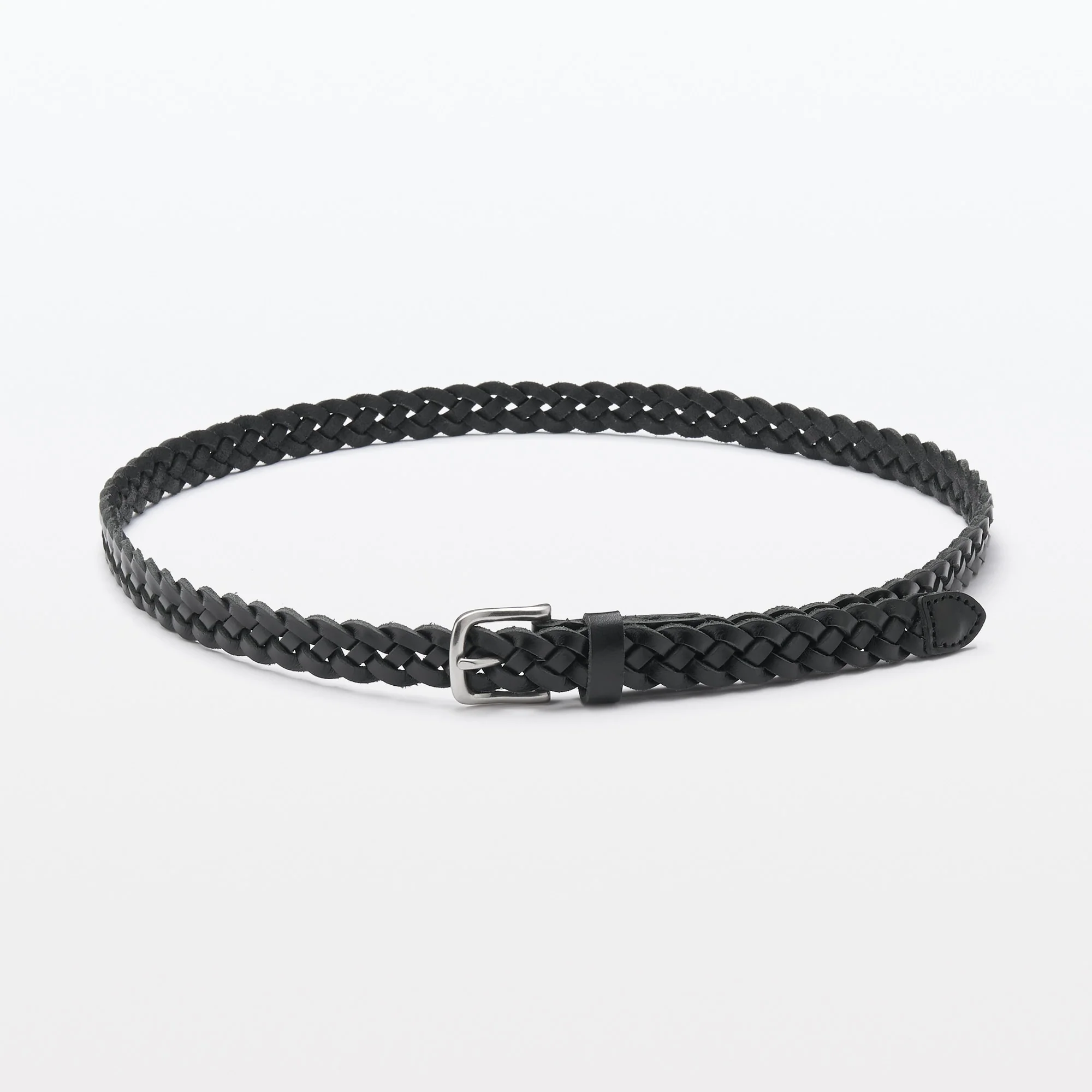 Vegetable Tanned Leather Slim Mesh Belt - Image 15