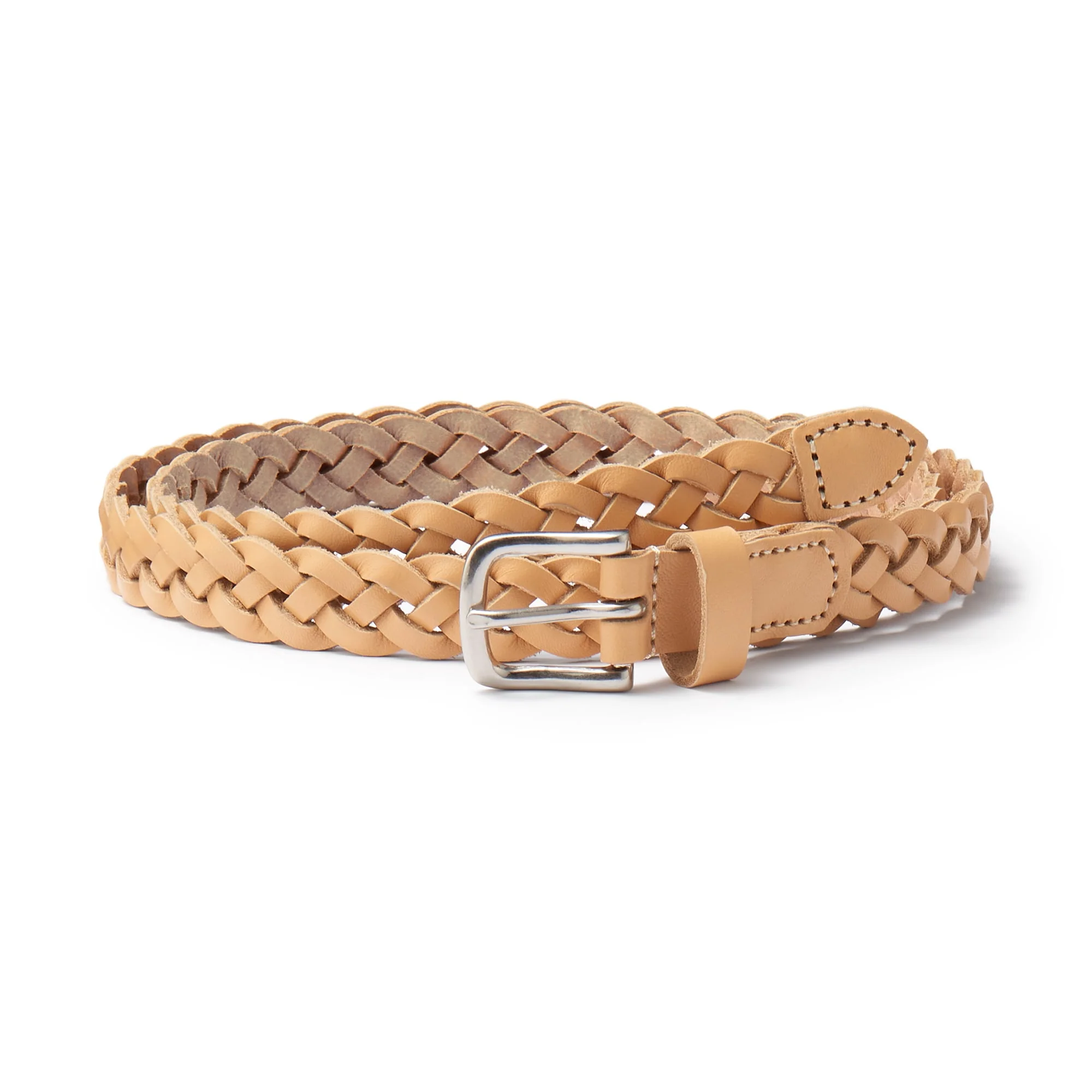 Vegetable Tanned Leather Slim Mesh Belt - Image 16