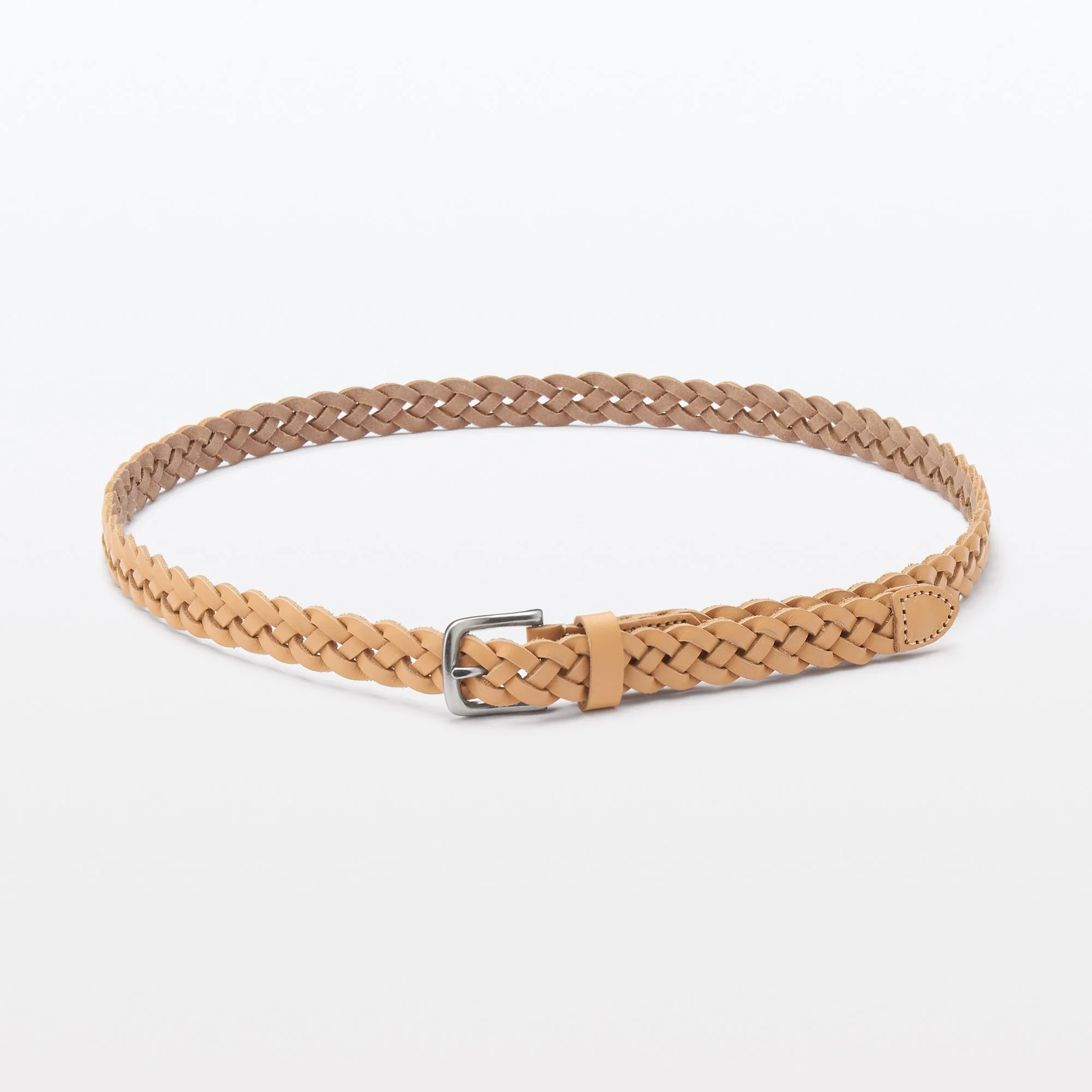 Vegetable Tanned Leather Slim Mesh Belt - Image 20