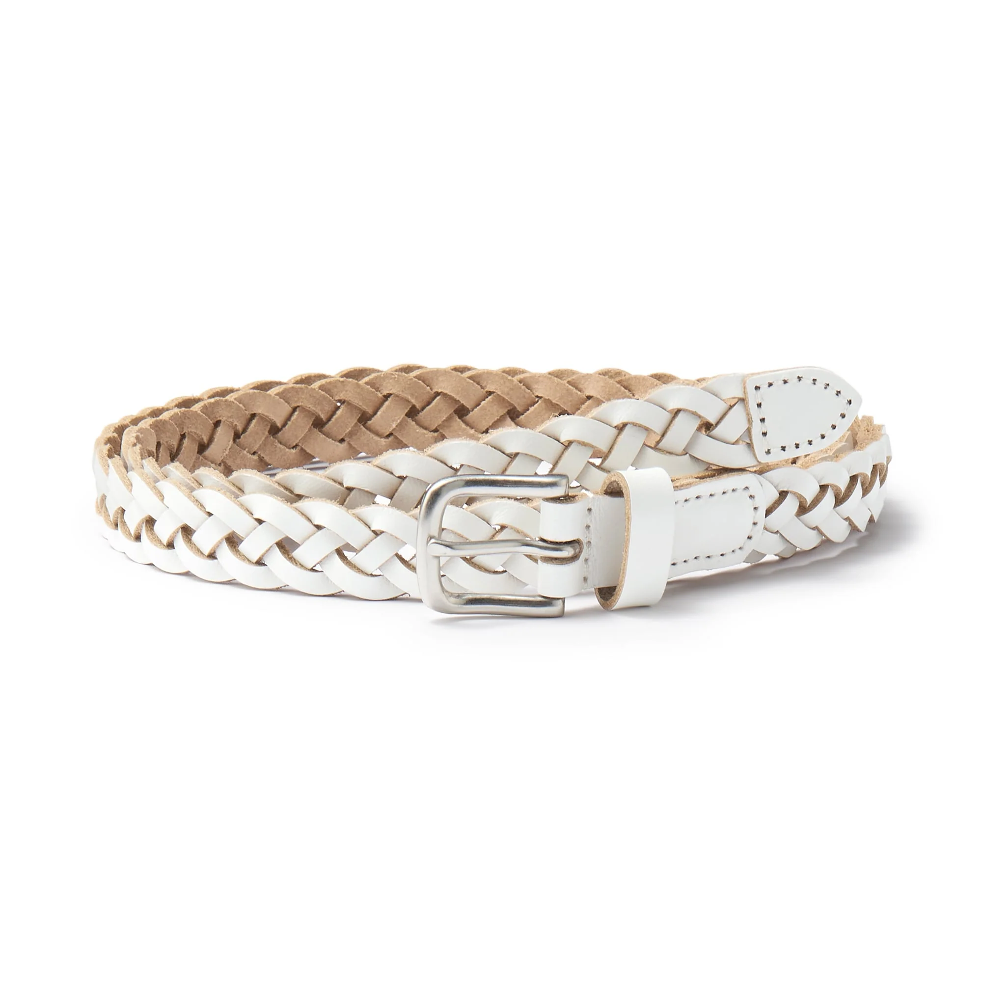 Vegetable Tanned Leather Slim Mesh Belt - Image 6