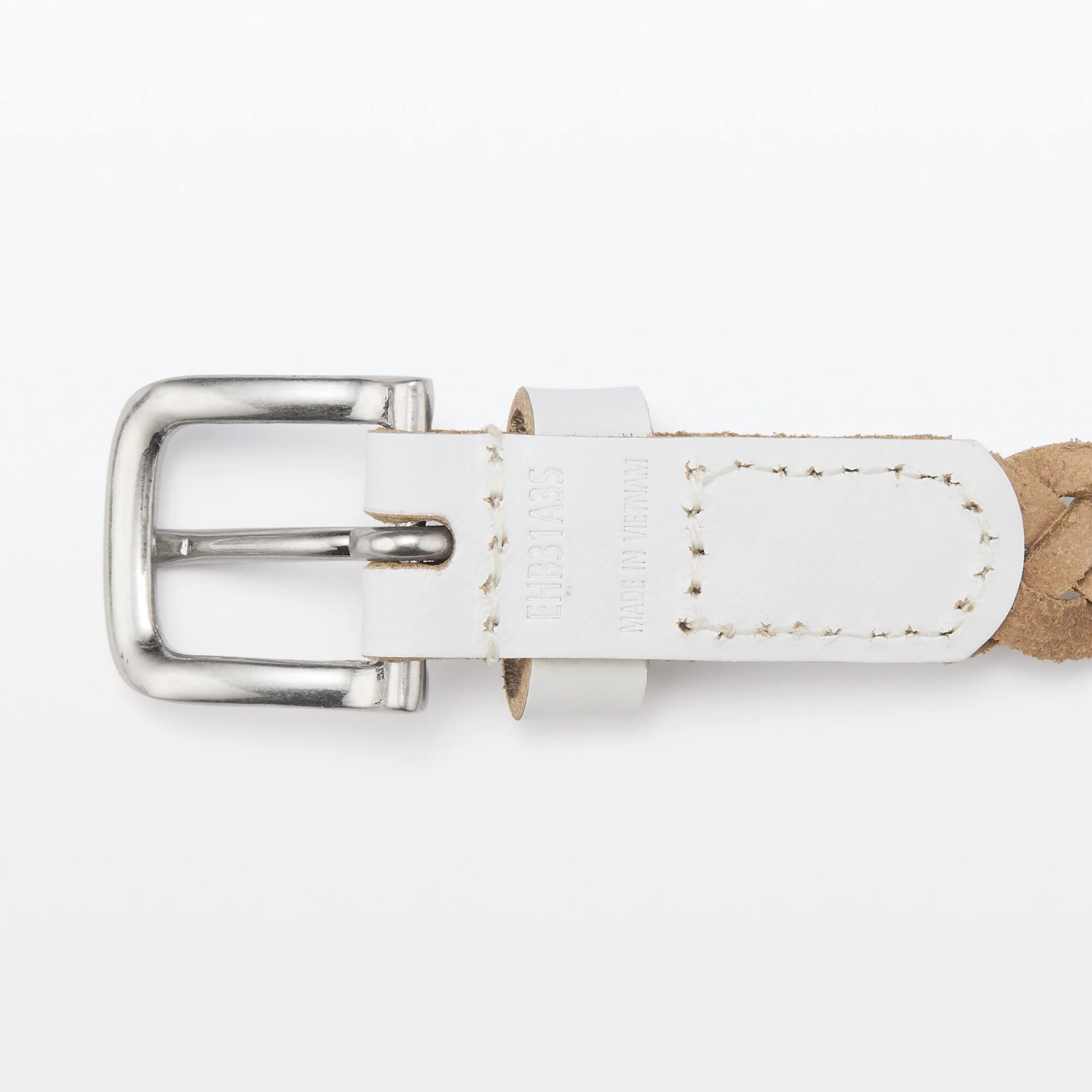 Vegetable Tanned Leather Slim Mesh Belt - Image 8