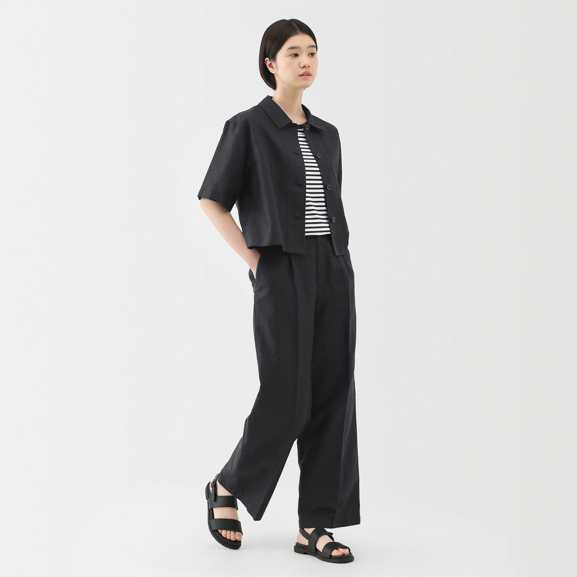 Women's Hemp Blend Twill Darted Wide Pants - Image 4