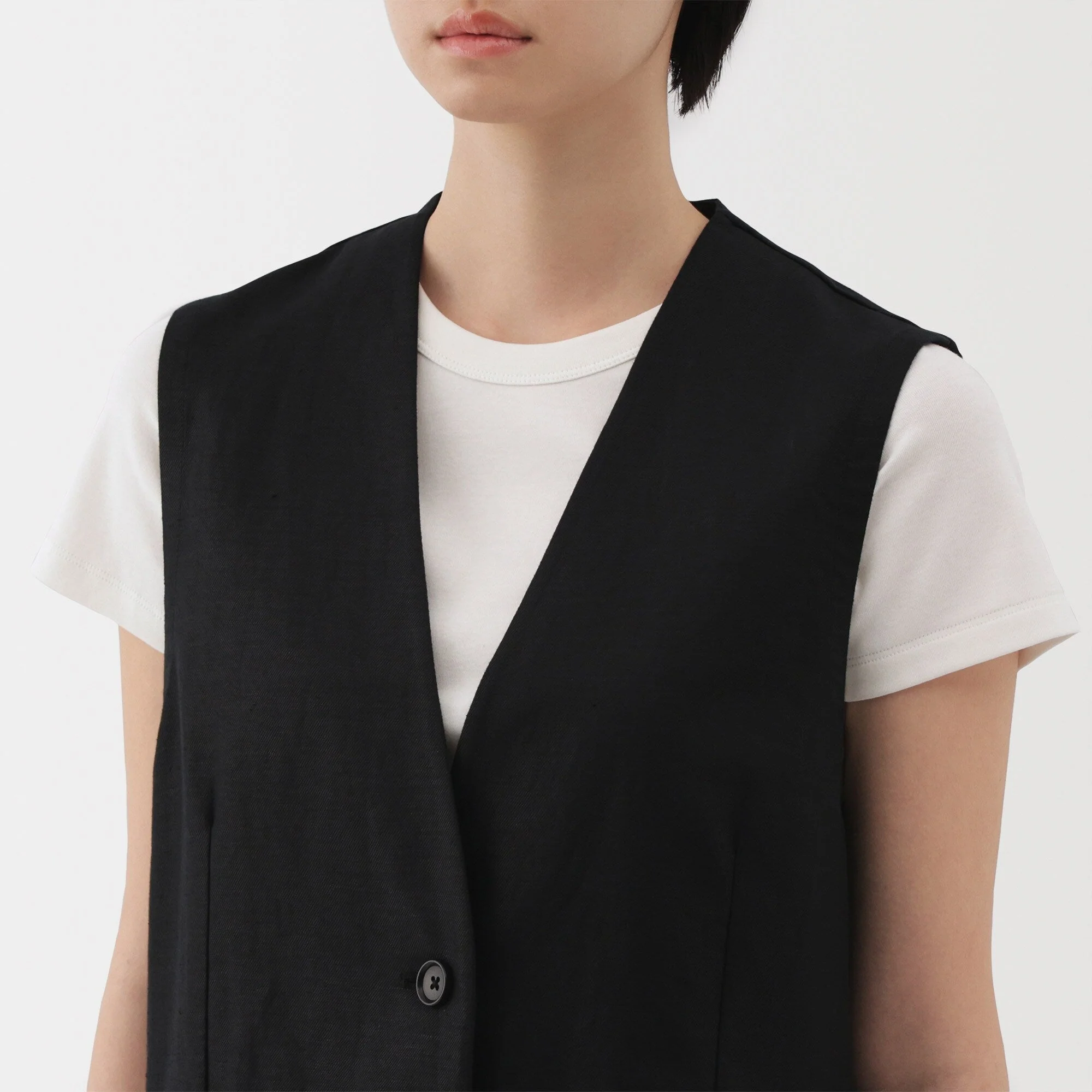 Women's Hemp Blend Twill Long Gilet - Image 7