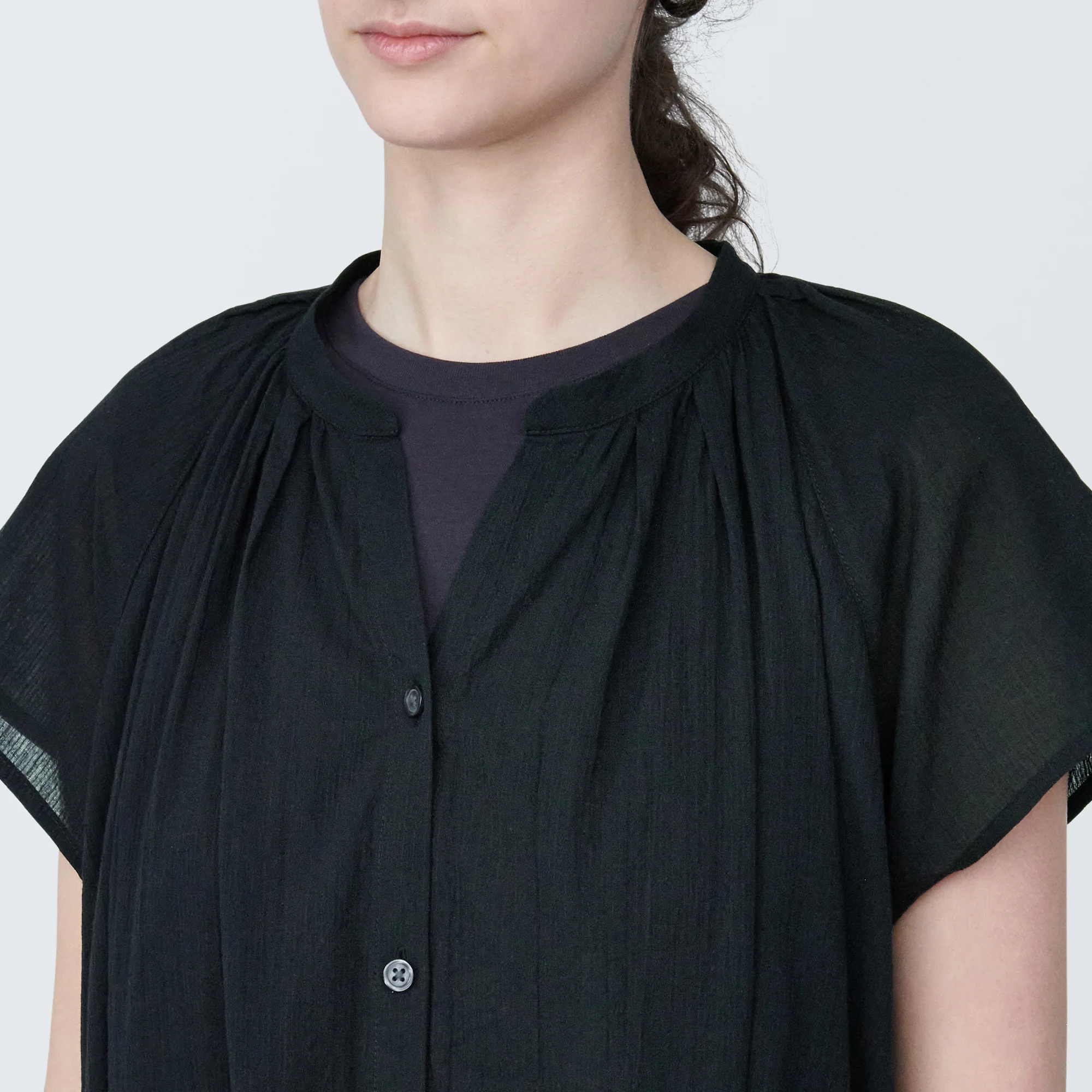 Women's High-Twist Veil French Sleeve Dress - Image 7