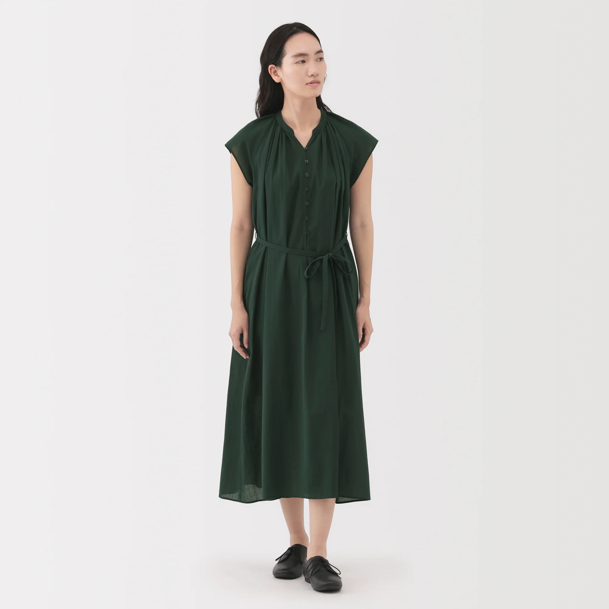 Women's High Twisted Veil French Sleeve Patterned Dress - Image 3