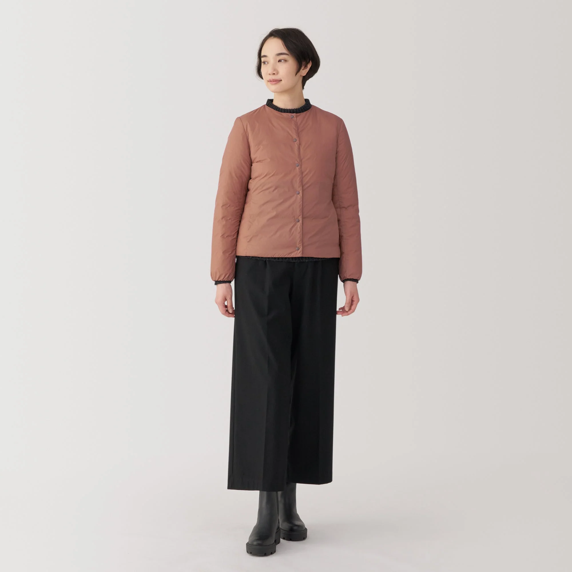 Women's Lightweight Down Collarless Jacket - Image 26