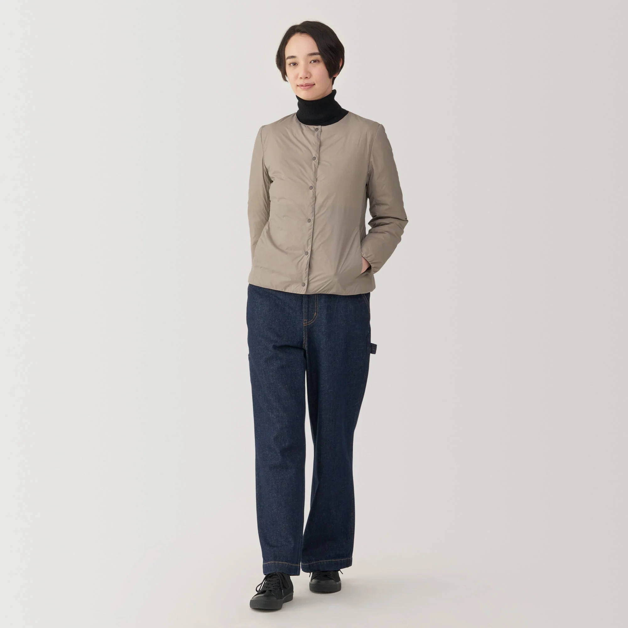 Women's Lightweight Down Collarless Jacket - Image 4