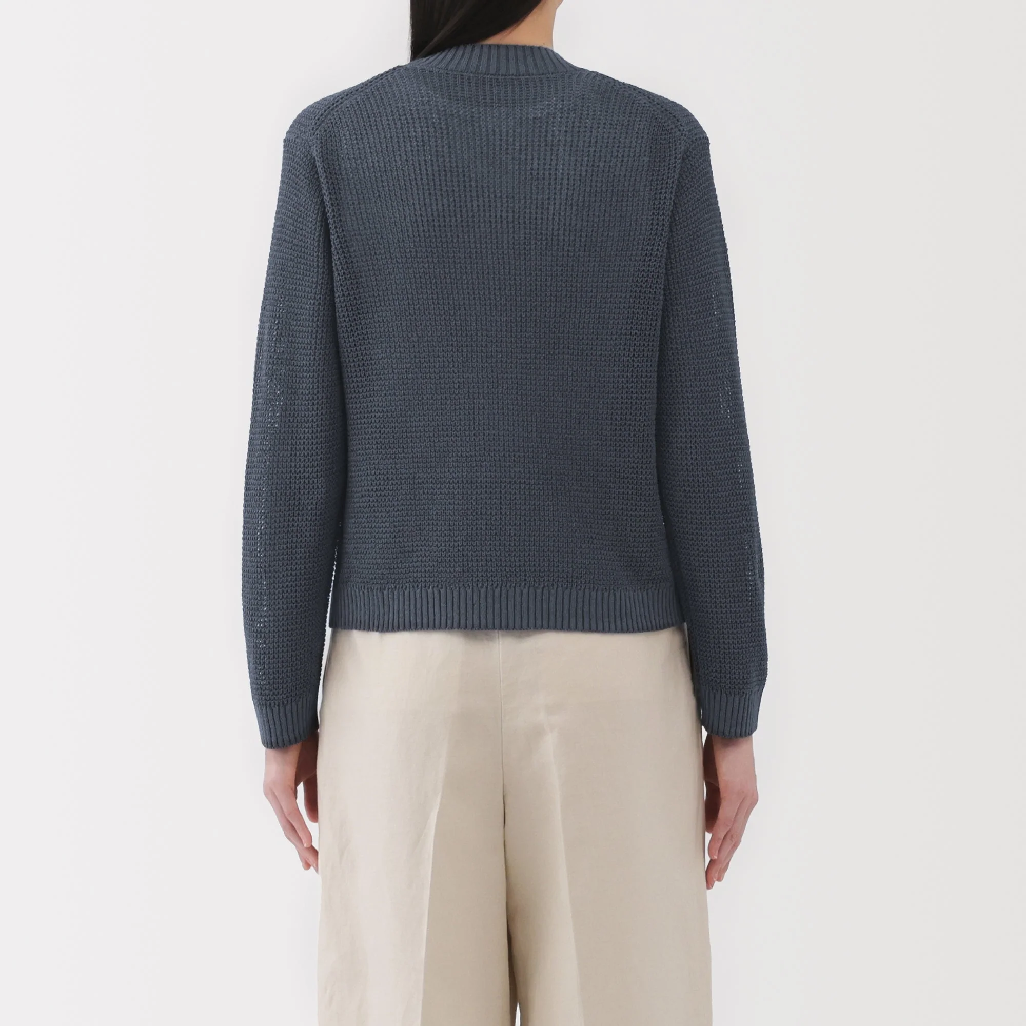 Women's Linen Blend Mesh V Neck Cardigan - Image 20