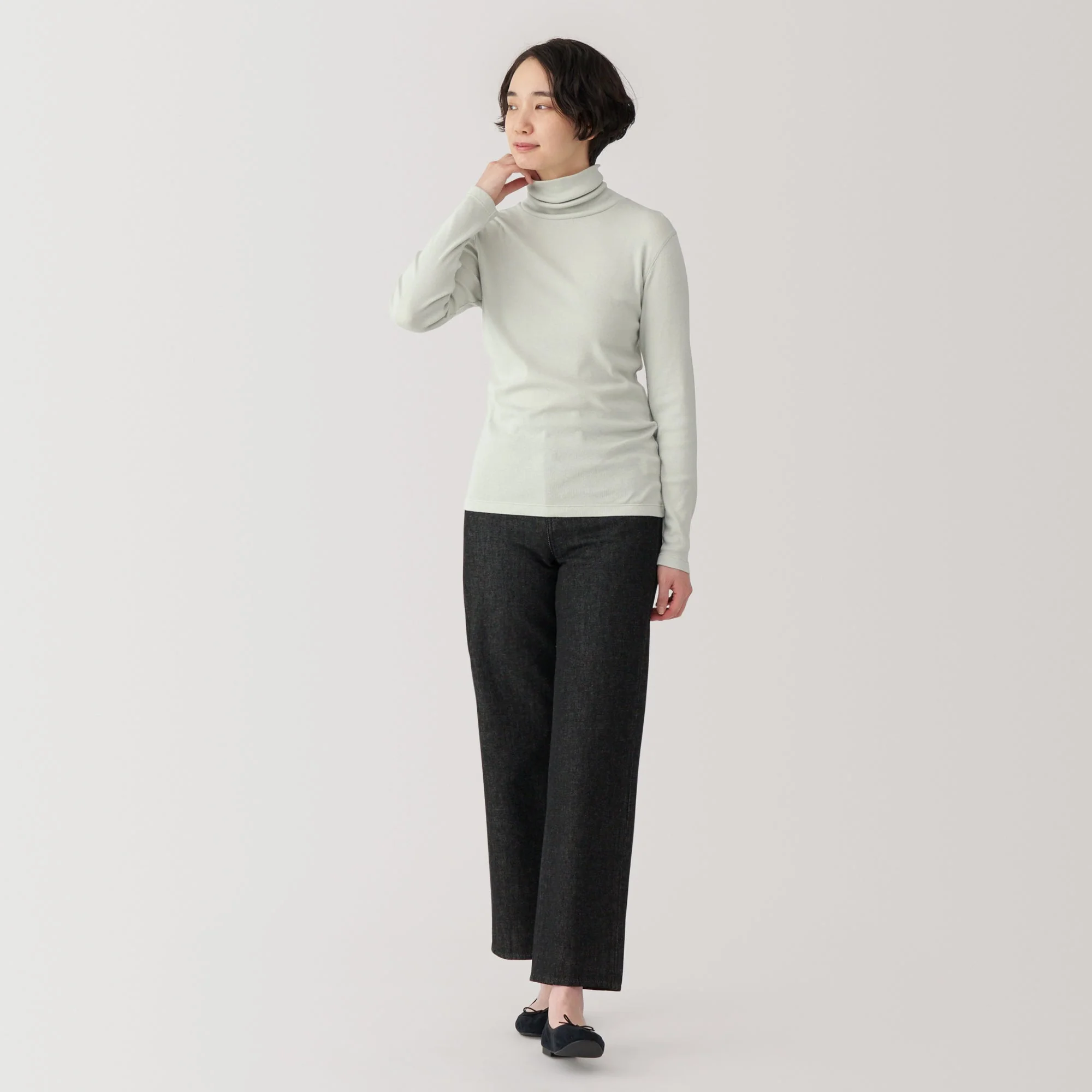 Women's Soy Fibre Blend Ribbed Turtleneck Long Sleeve T-Shirt - Image 28