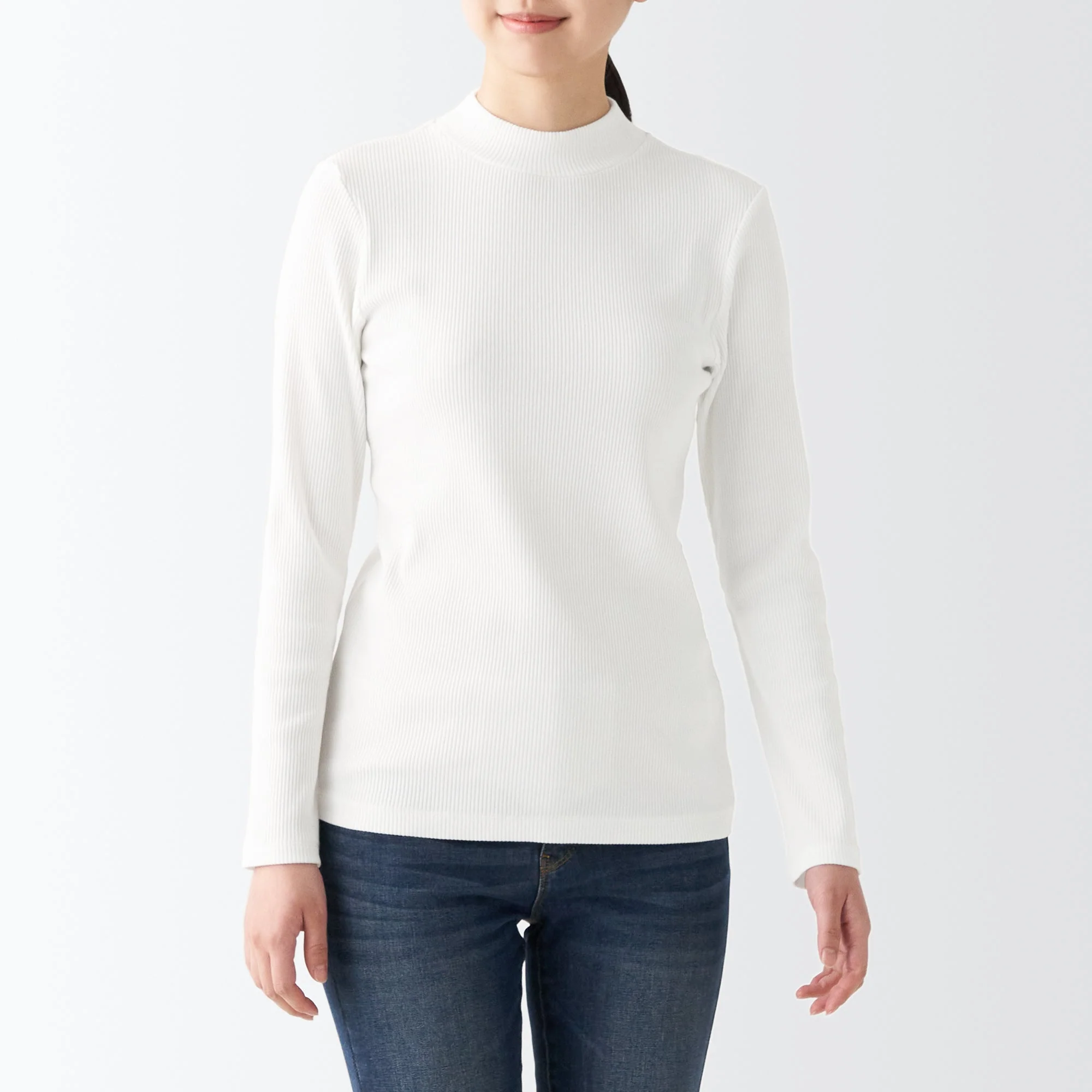 Women's Stretch Ribbed High Neck T-Shirt