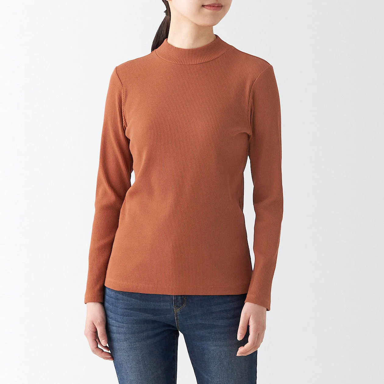 Women's Stretch Ribbed High Neck T-Shirt - Image 30