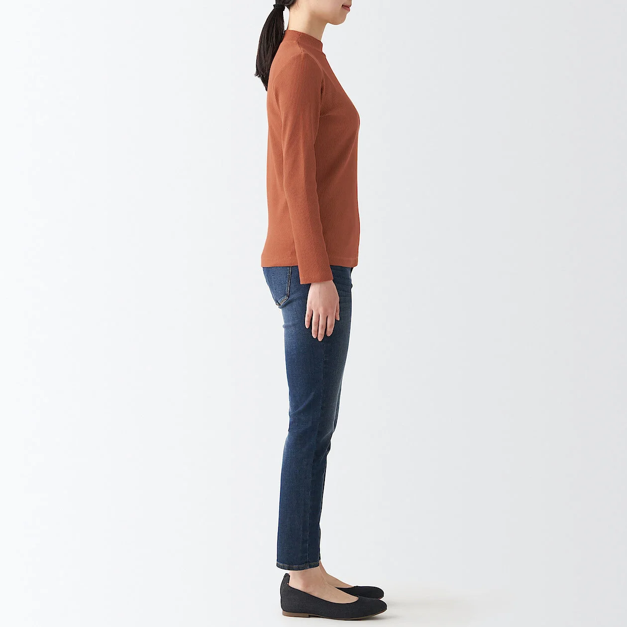 Women's Stretch Ribbed High Neck T-Shirt - Image 32
