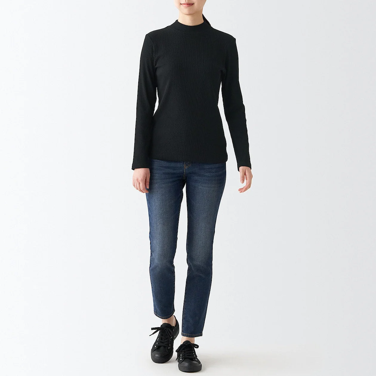 Women's Stretch Ribbed High Neck T-Shirt - Image 50